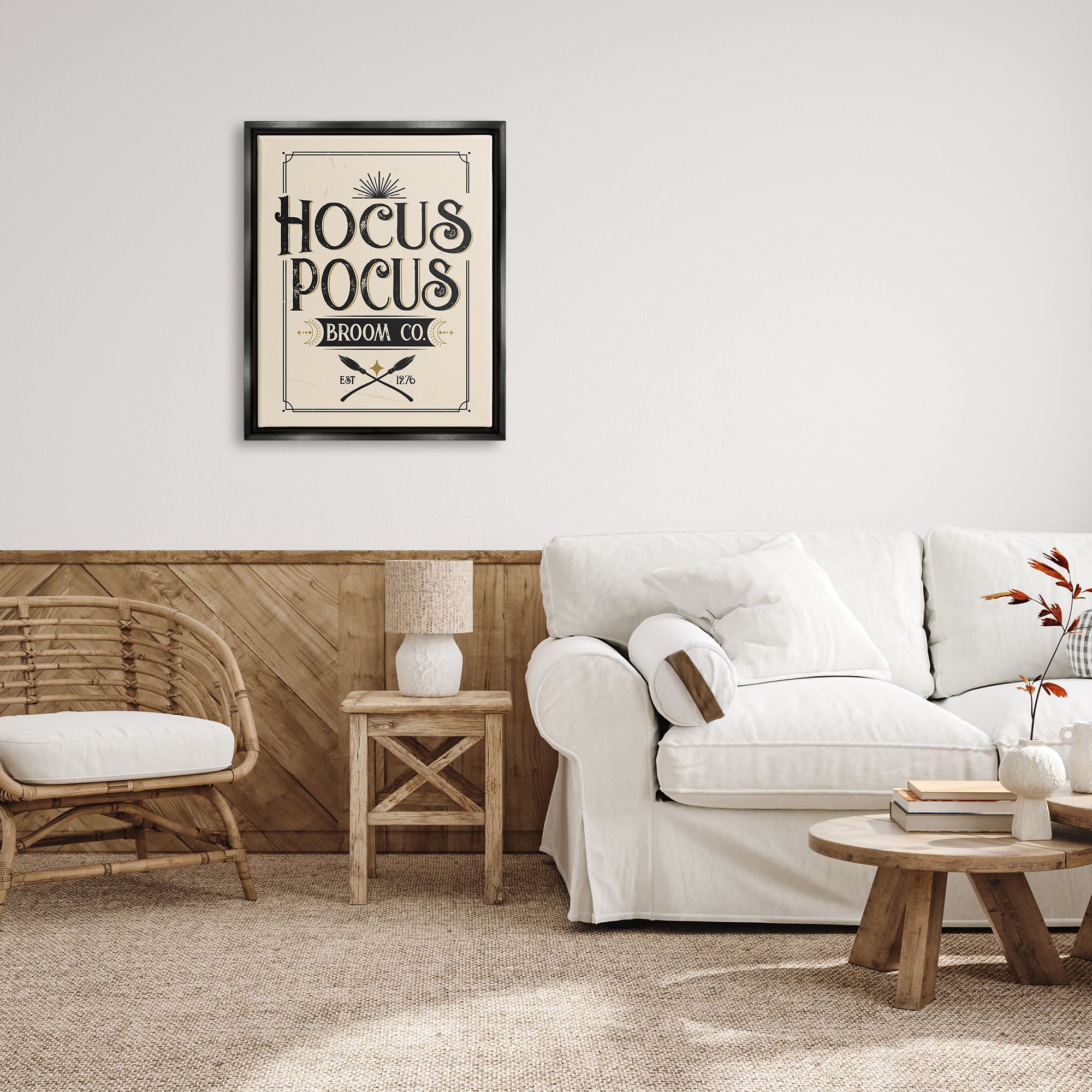 Stupell Industries Hocus Pocus Broom Co Sign Framed Floater Canvas Wall Art