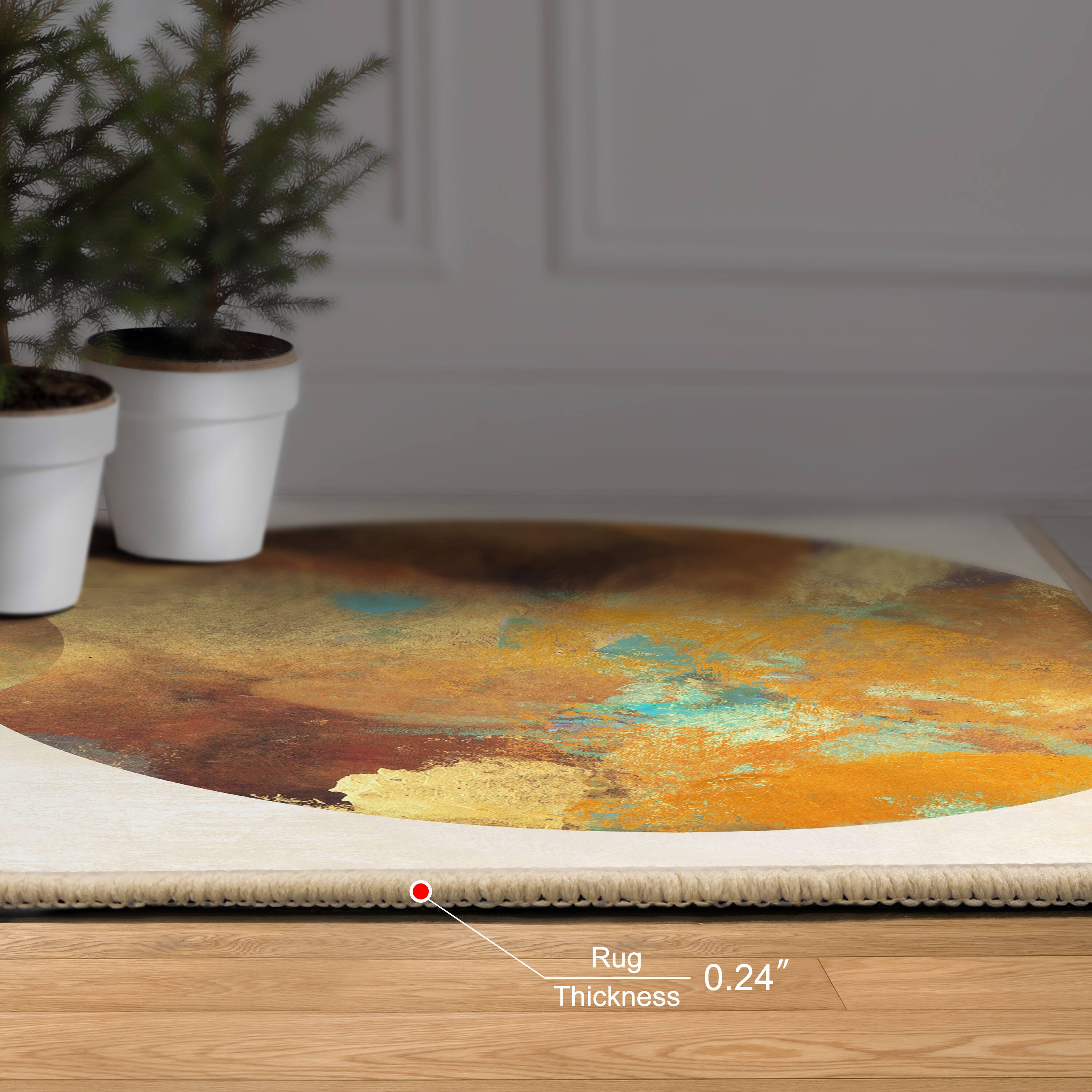 Empire Art Direct 5ft. x 7.5ft. Patina Plates I B Tapis D'Art Washable Geometric Area Rug