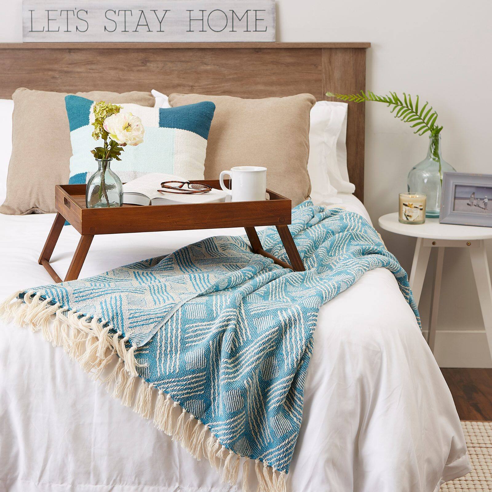 DII® Teal Basket Weave Woven Throw