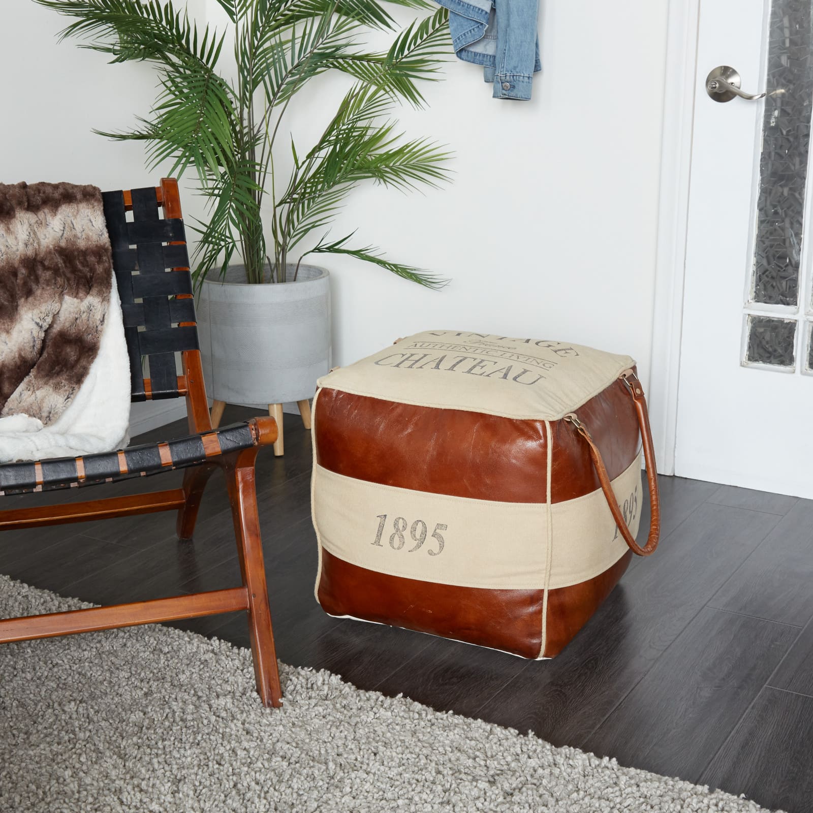 Brown Canvas Rustic Stool