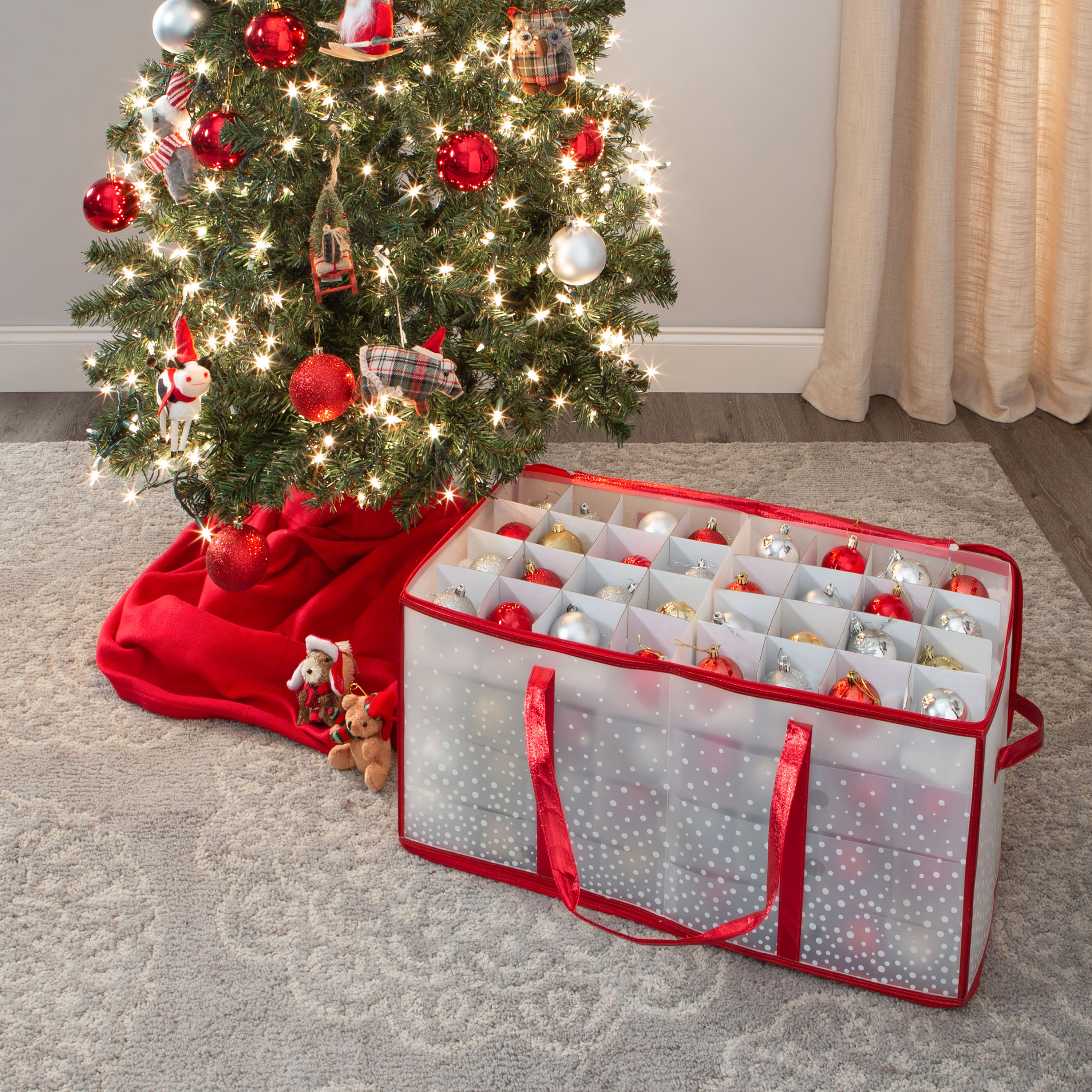 Simplify Red & White 128ct. Ornament Storage Organizer