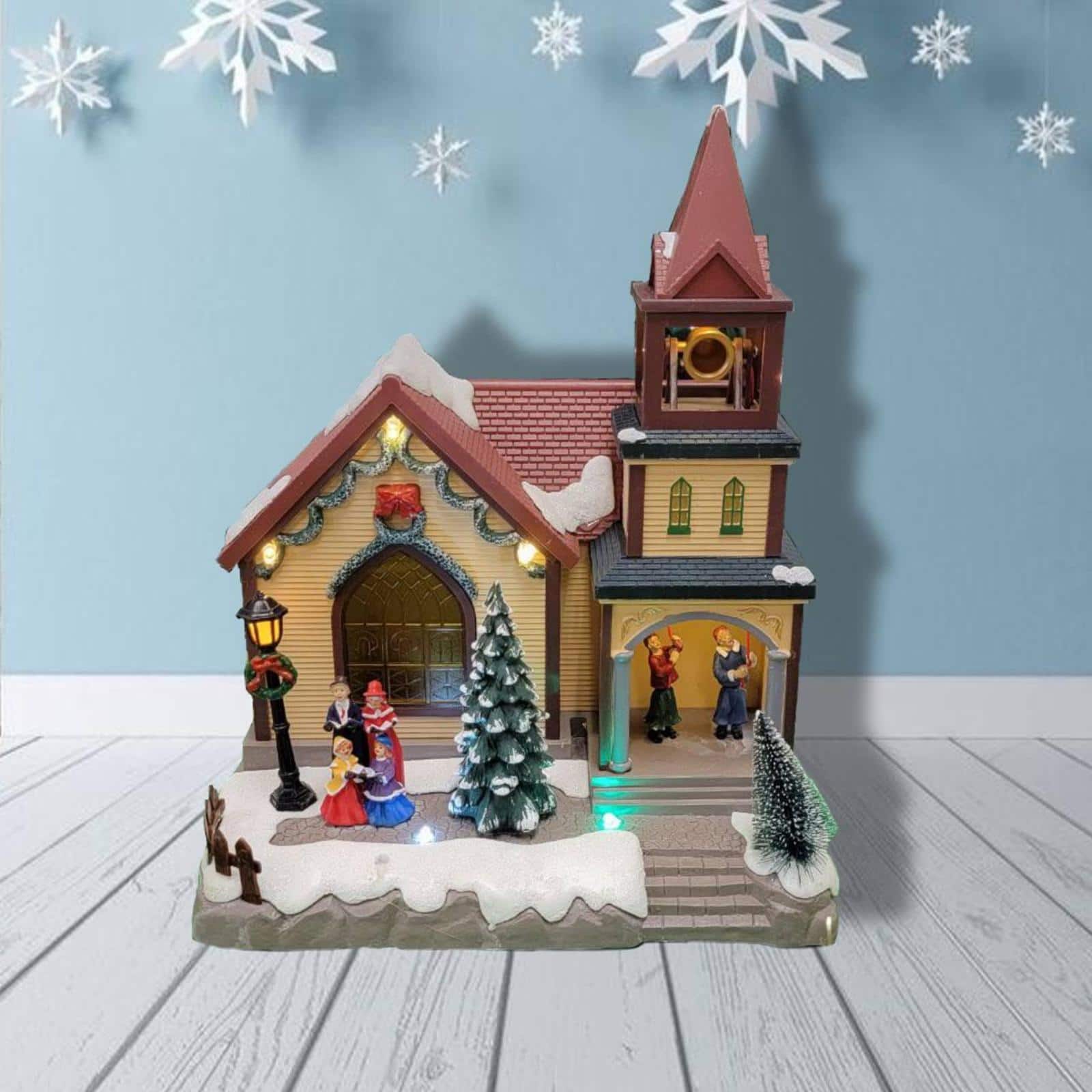 Wizardi 20" Christmas Village House Church with LED Lights