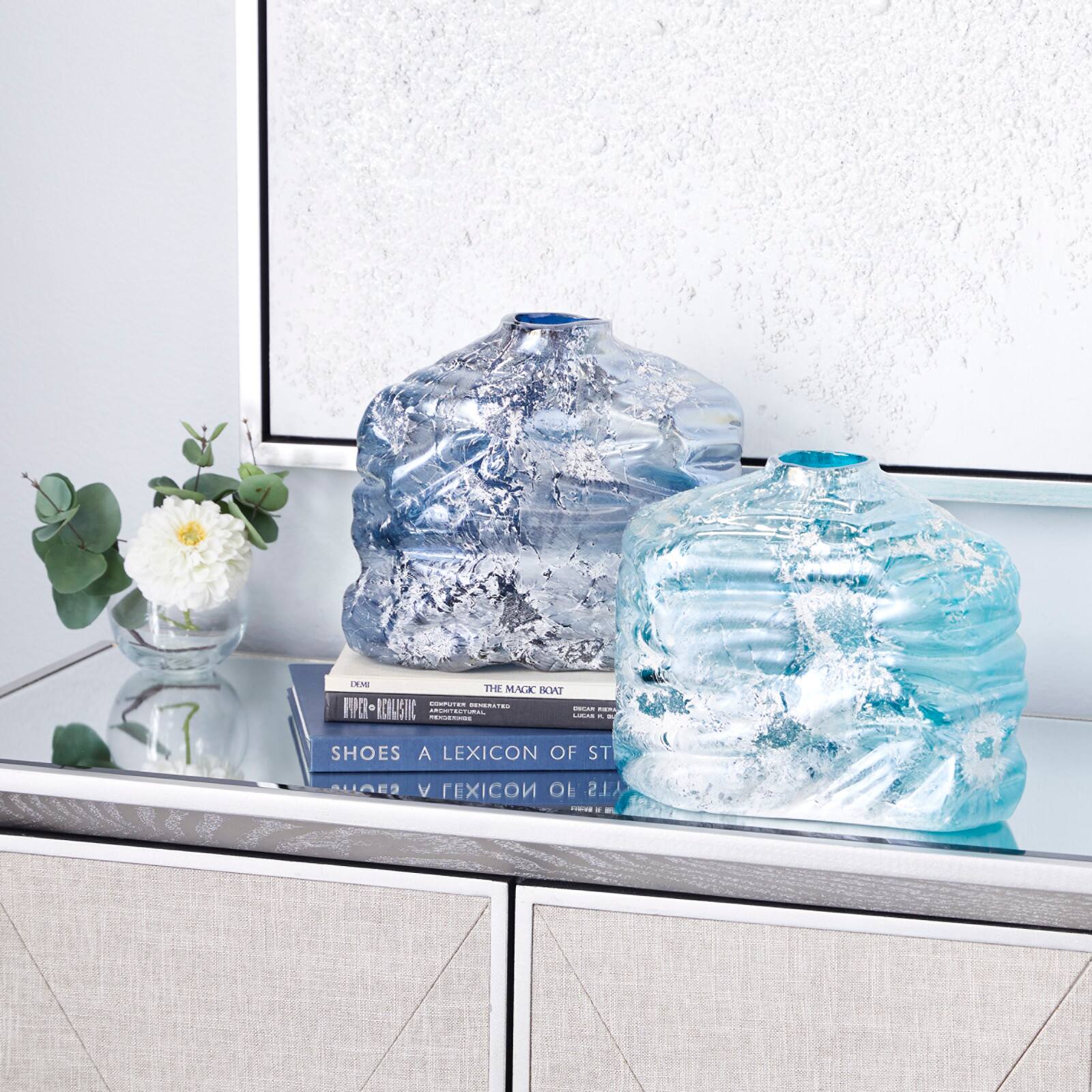 Blue Contemporary Glass Vase Set