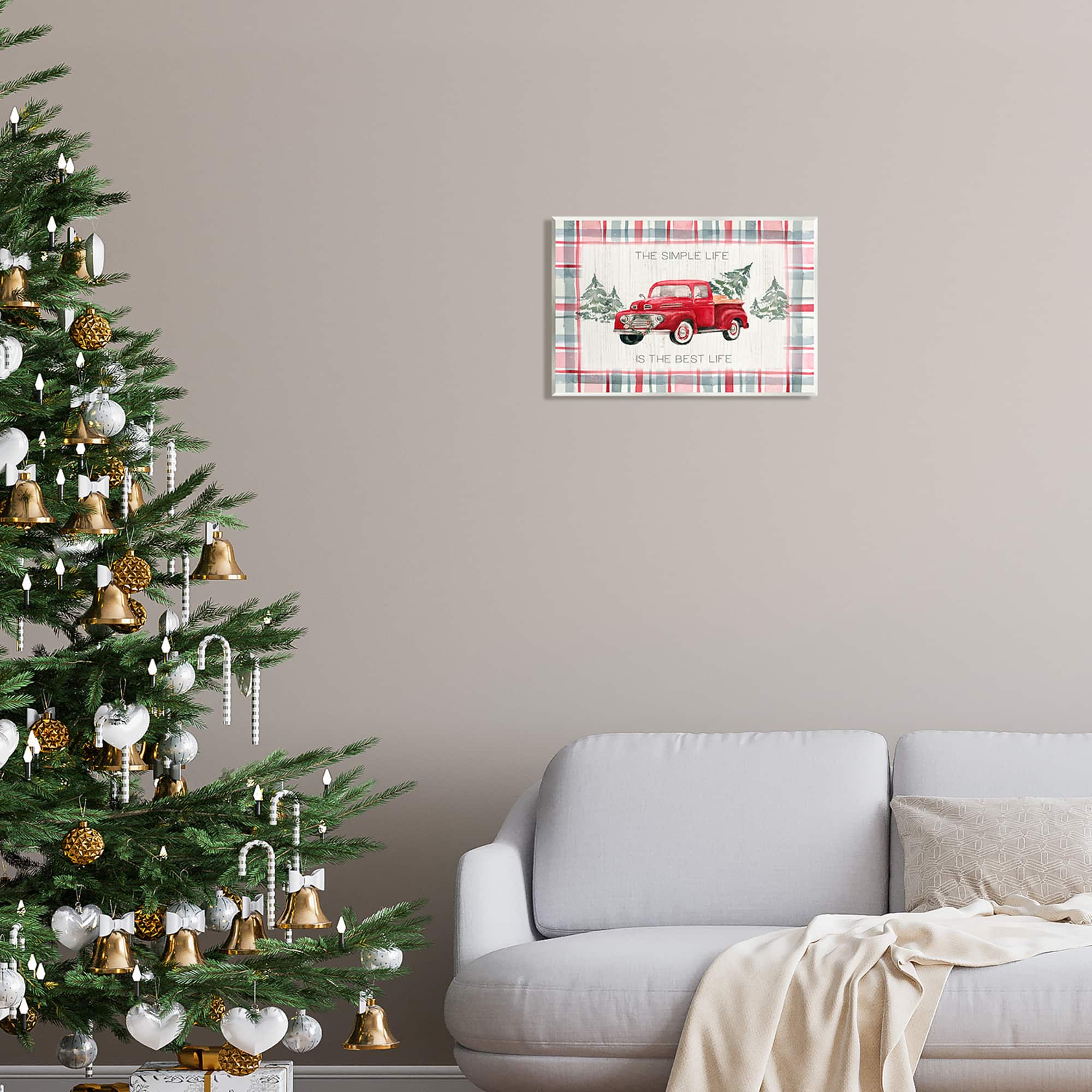 Stupell Industries Simple Life Is Best Plaid Truck Wall Plaque Art