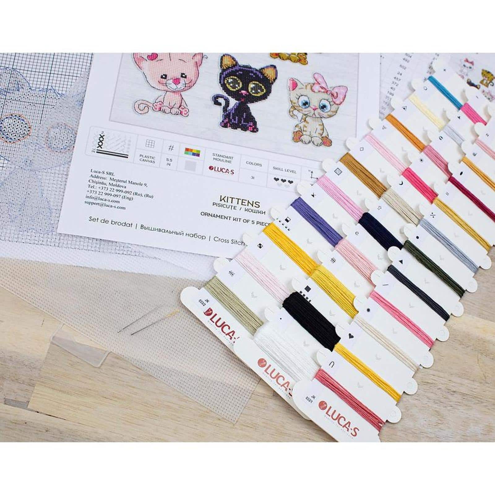 Luca-s Kittens Plastic Canvas Counted Cross Stitch Kit