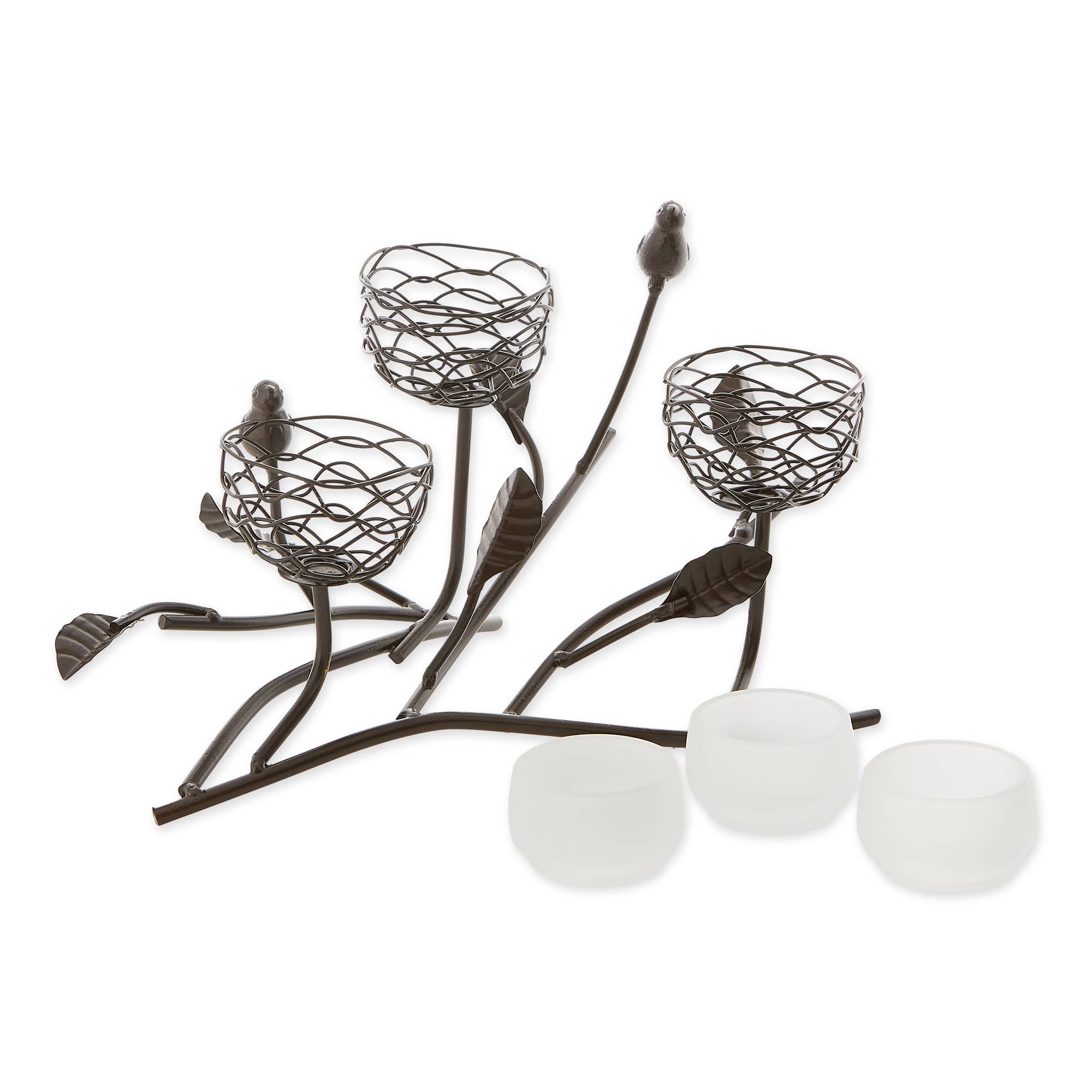11" Triple Tealight Birdies Candle Holder
