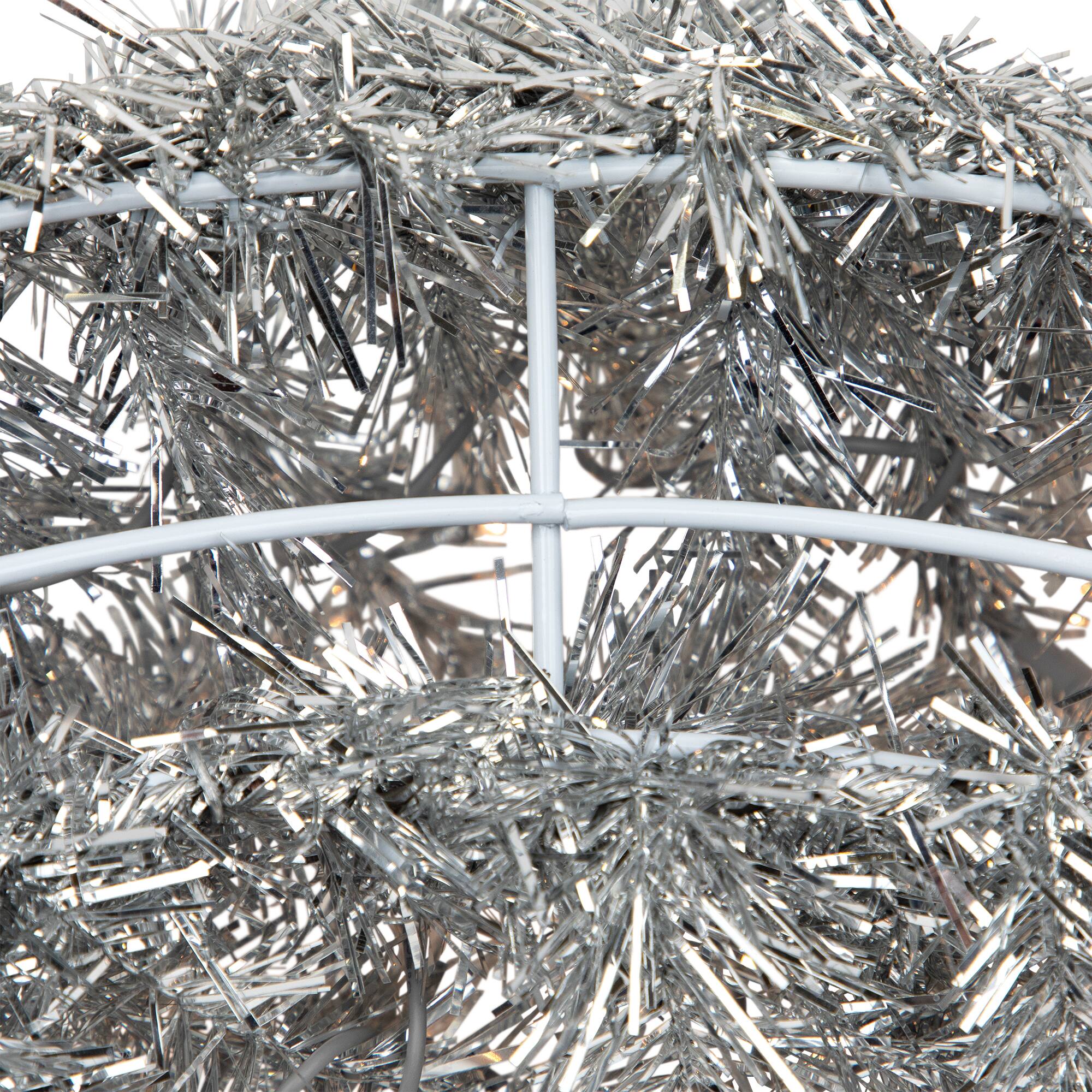 36" Pre-Lit Silver Tinsel Artificial Christmas Wreath