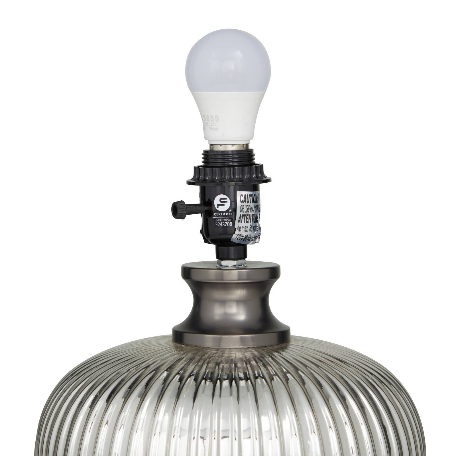 Grey Glass Modern Accent Lamp, 15" x 15" x 21"