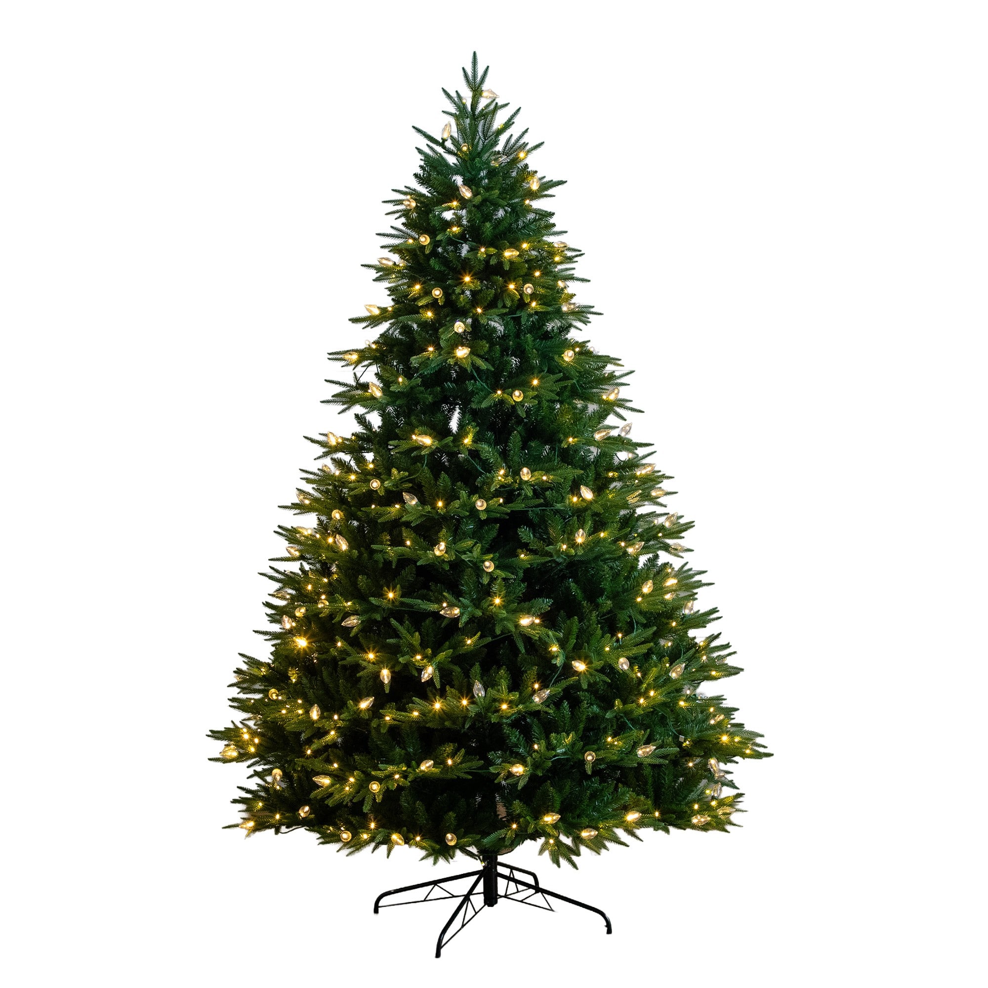 Nearly Natural 8ft. Pre-Lit Artificial Luxembourg Pine Christmas Tree with Multicolored Traditional Bulb LED Lights