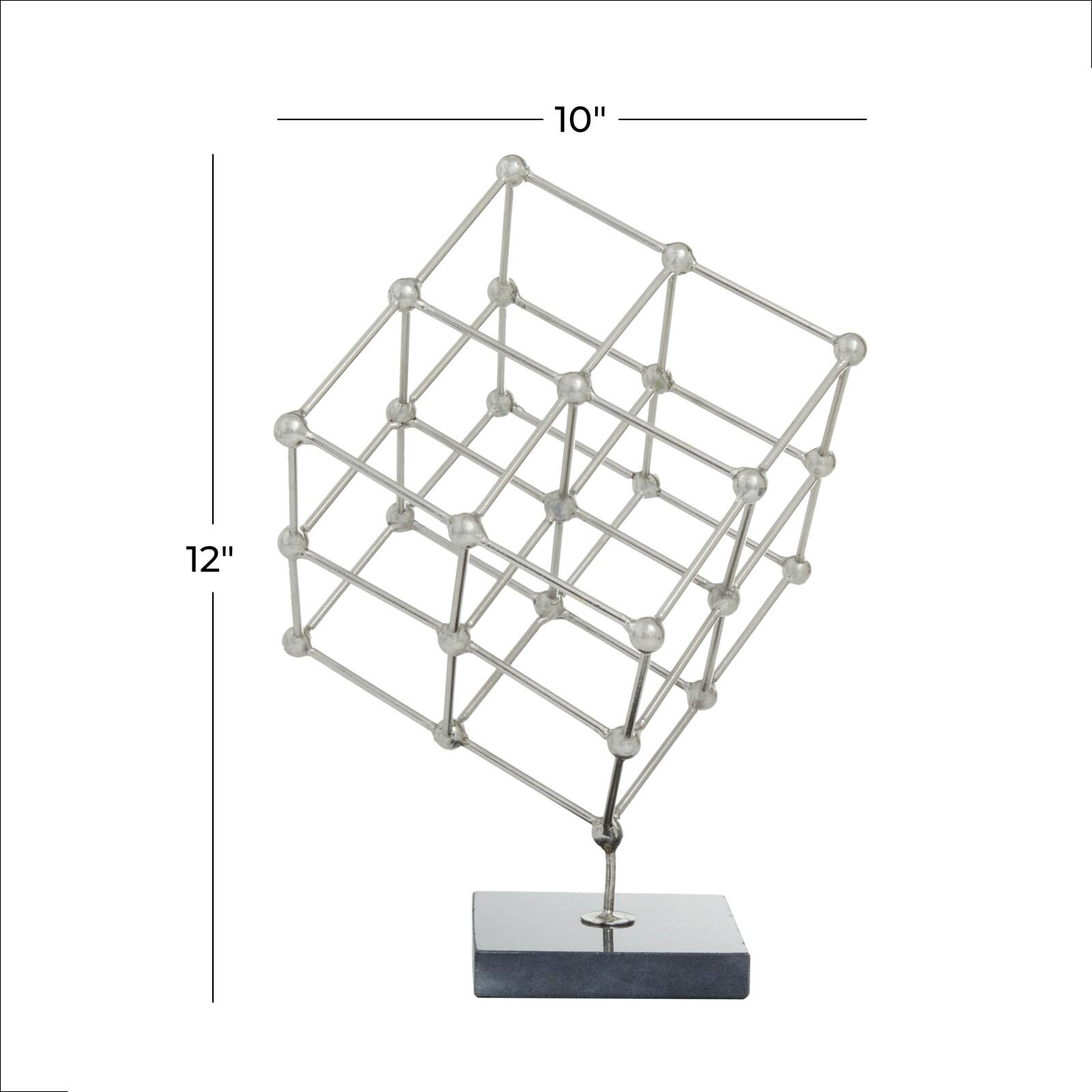 Silver Marble Modern Sculpture, 12" x 9" x 10"
