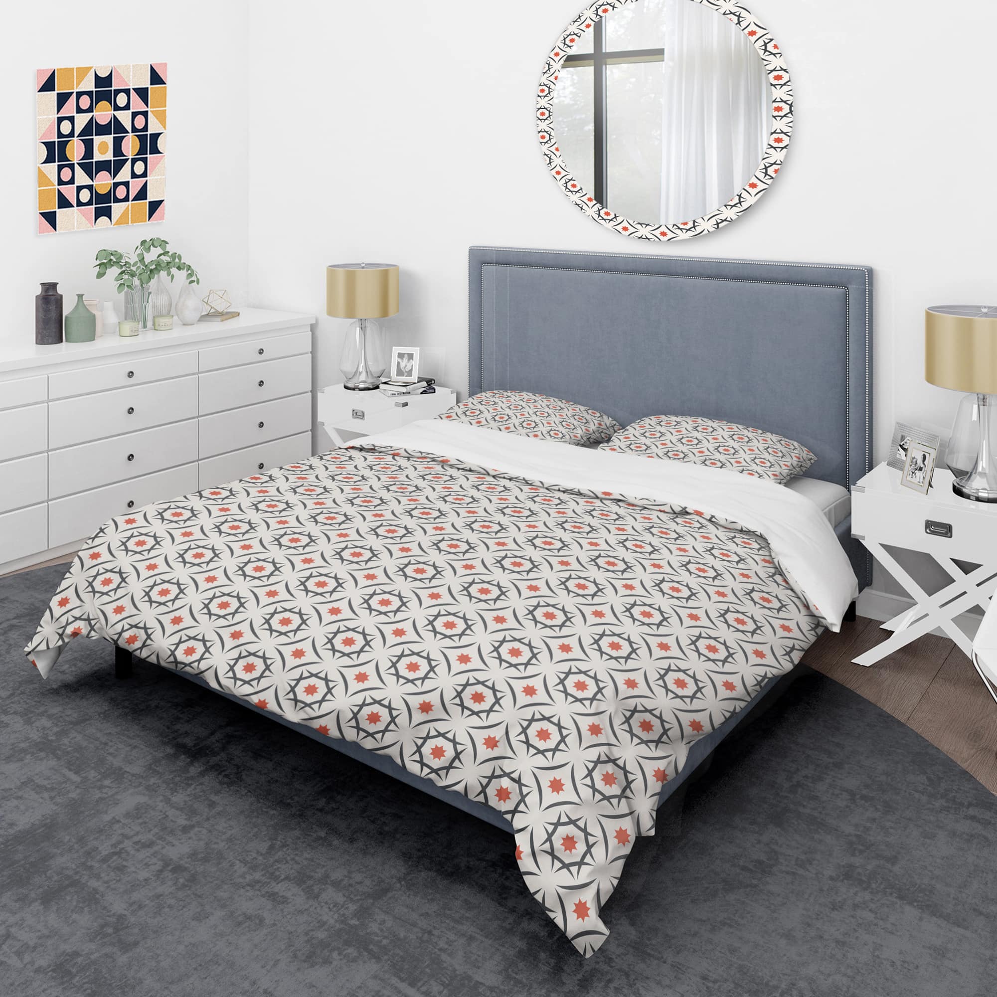 Designart 'Abstract Retro Design V' Mid-Century Duvet Cover Set