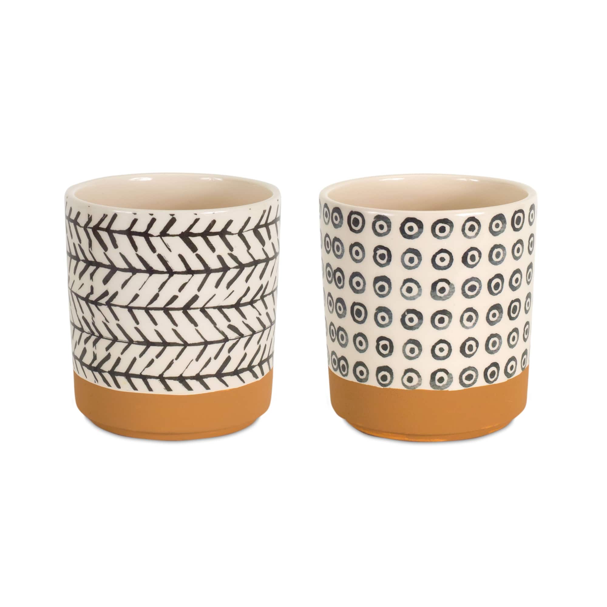 5" Brown & White Dolomite Pot Set