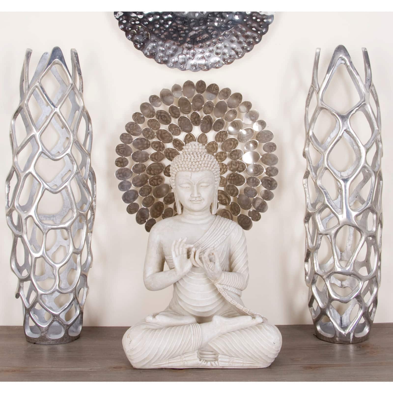 26" Silver Aluminum Contemporary Vase