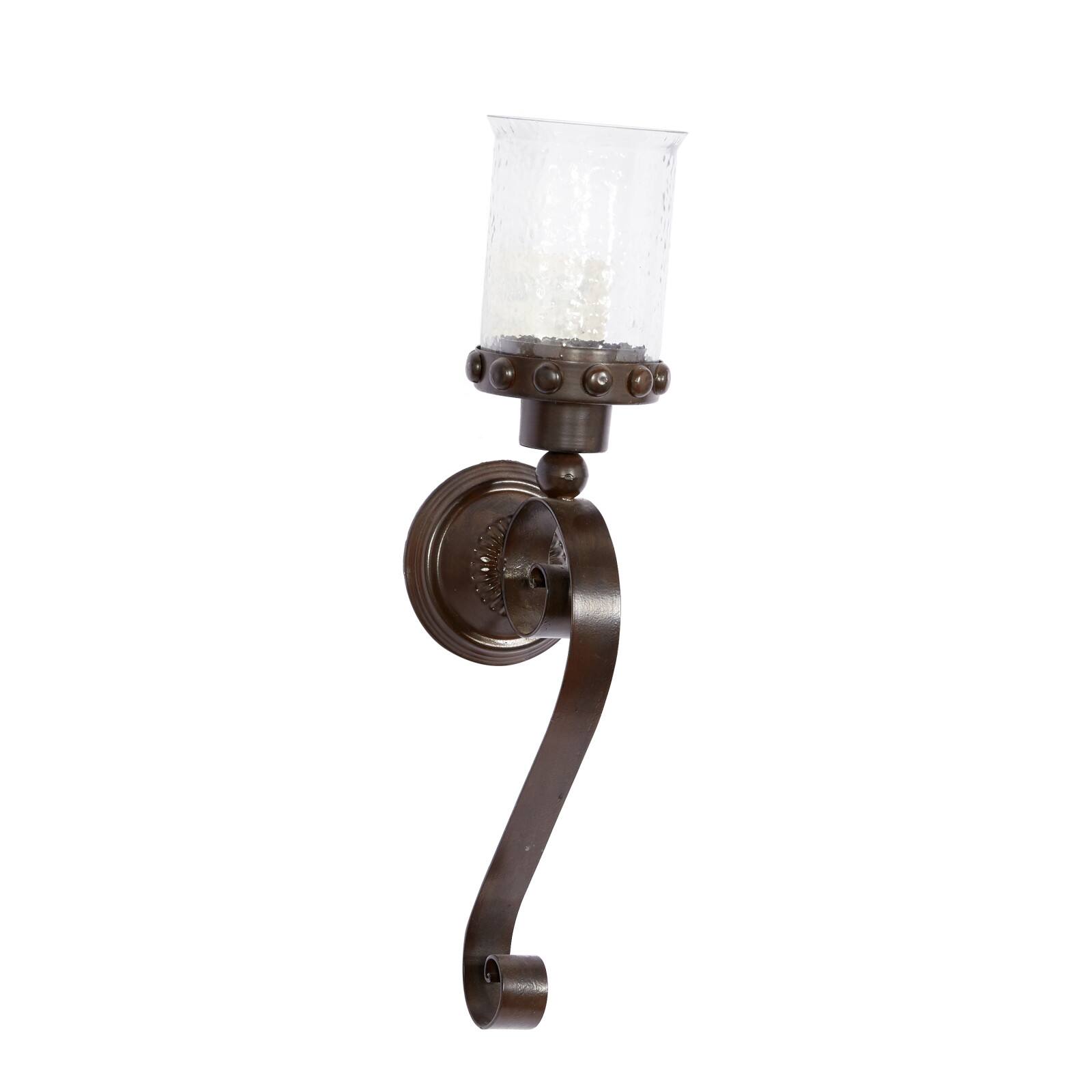 20" Brown Iron Traditional Candle Wall Sconce