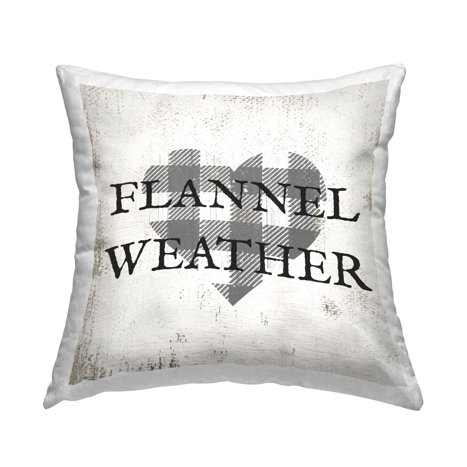 Stupell Industries Flannel Weather Vintage Plaid Heart Shape Throw Pillow, 18" x 18"