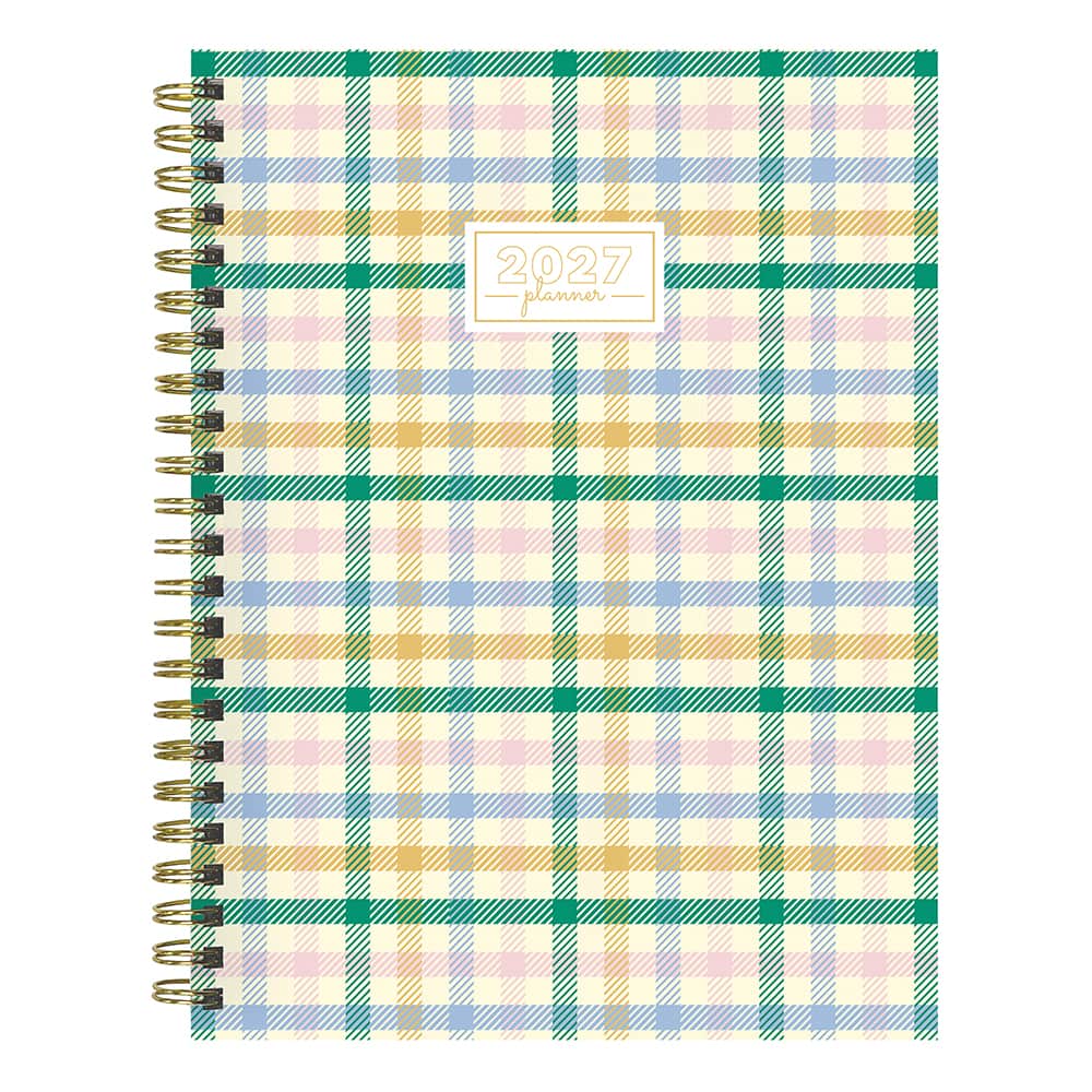 2027 Pastel Plaid Medium Weekly Monthly Planner