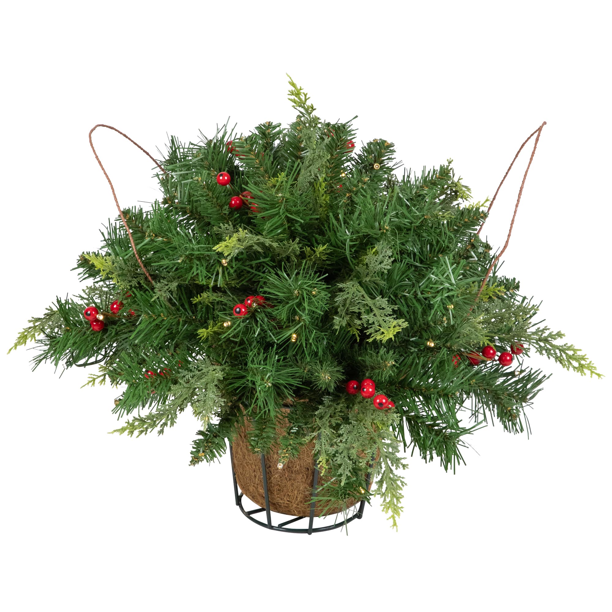 Northlight 18" Pre-Lit LED Red Berries & Mixed Pine Hanging Christmas Basket | Michaels®