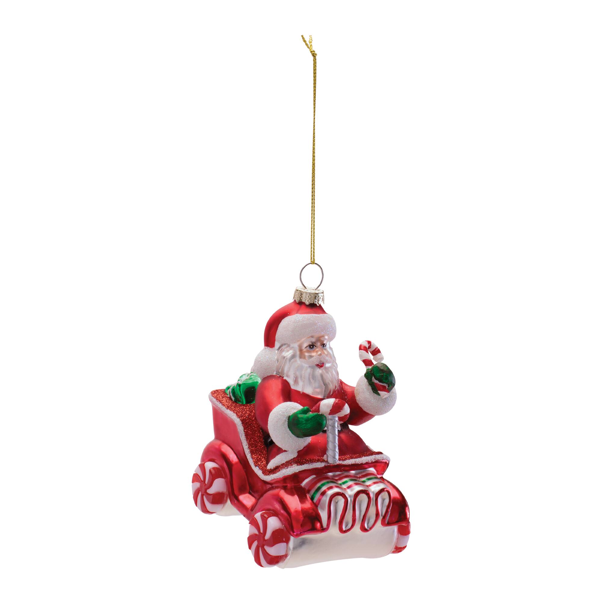 Melrose 4.25" Santa in Candy Car Glass Ornaments, 6ct.