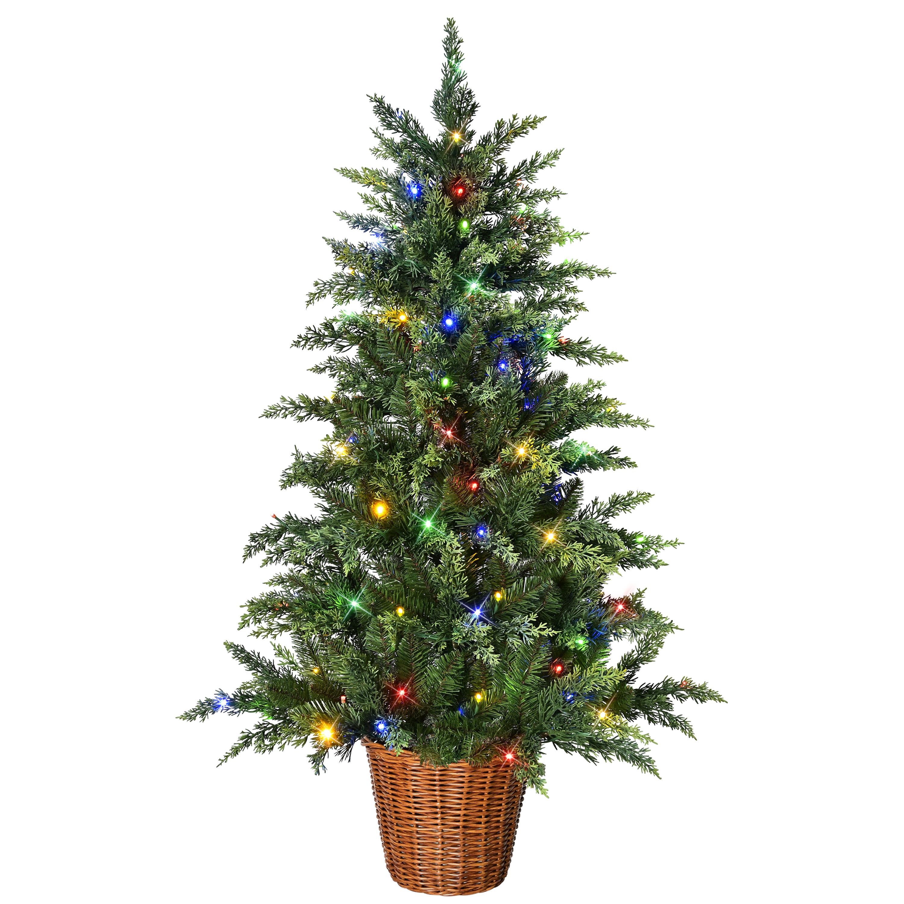 Puleo International 4Ft Pre-Lit Potted Artificial Christmas Tree, Warm White & Multicolor LED Lights in Green | 4 ft | Michaels®