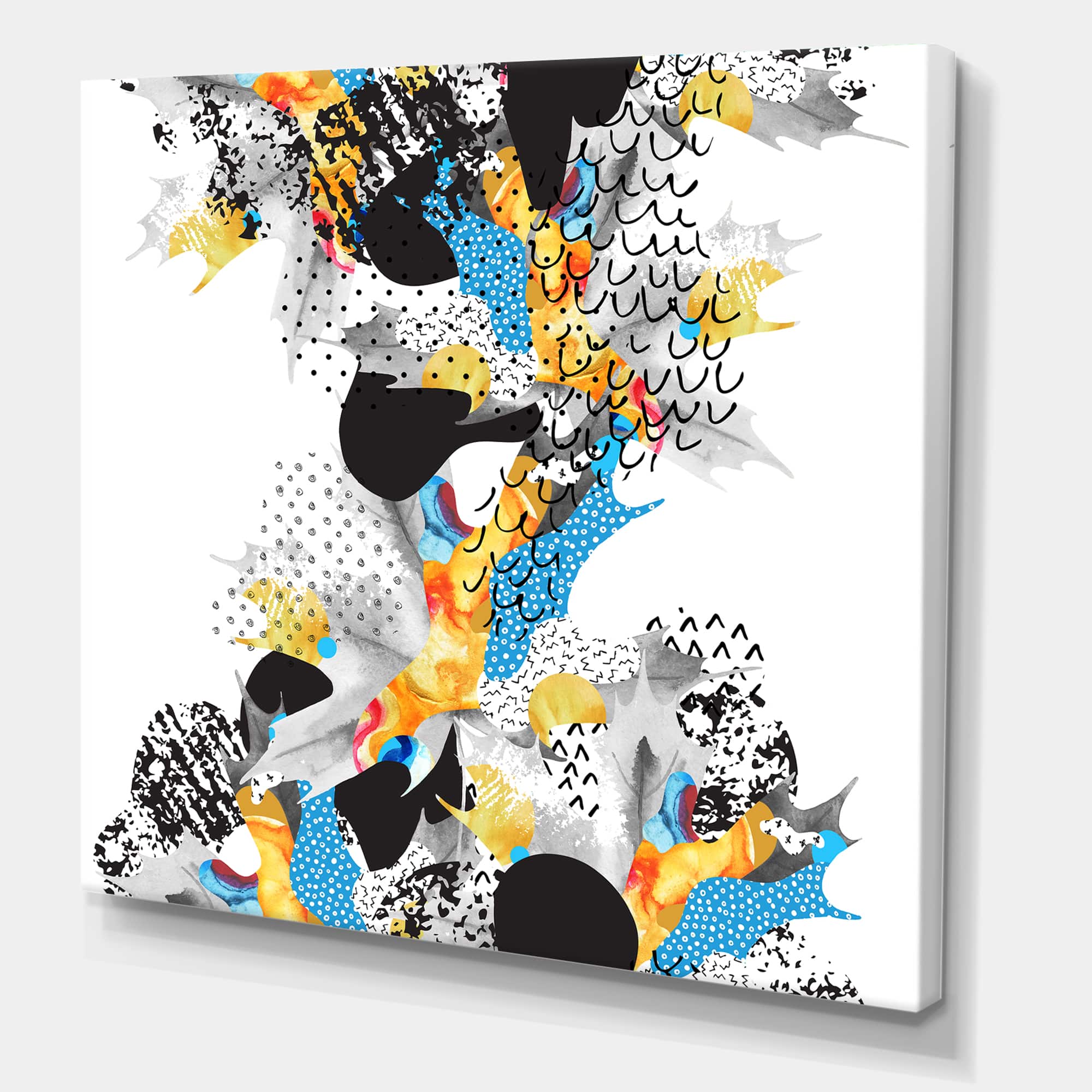 Designart - Minimal Fluid Shapes In Bauhaus Memphis Style - Modern Canvas Wall Art Print