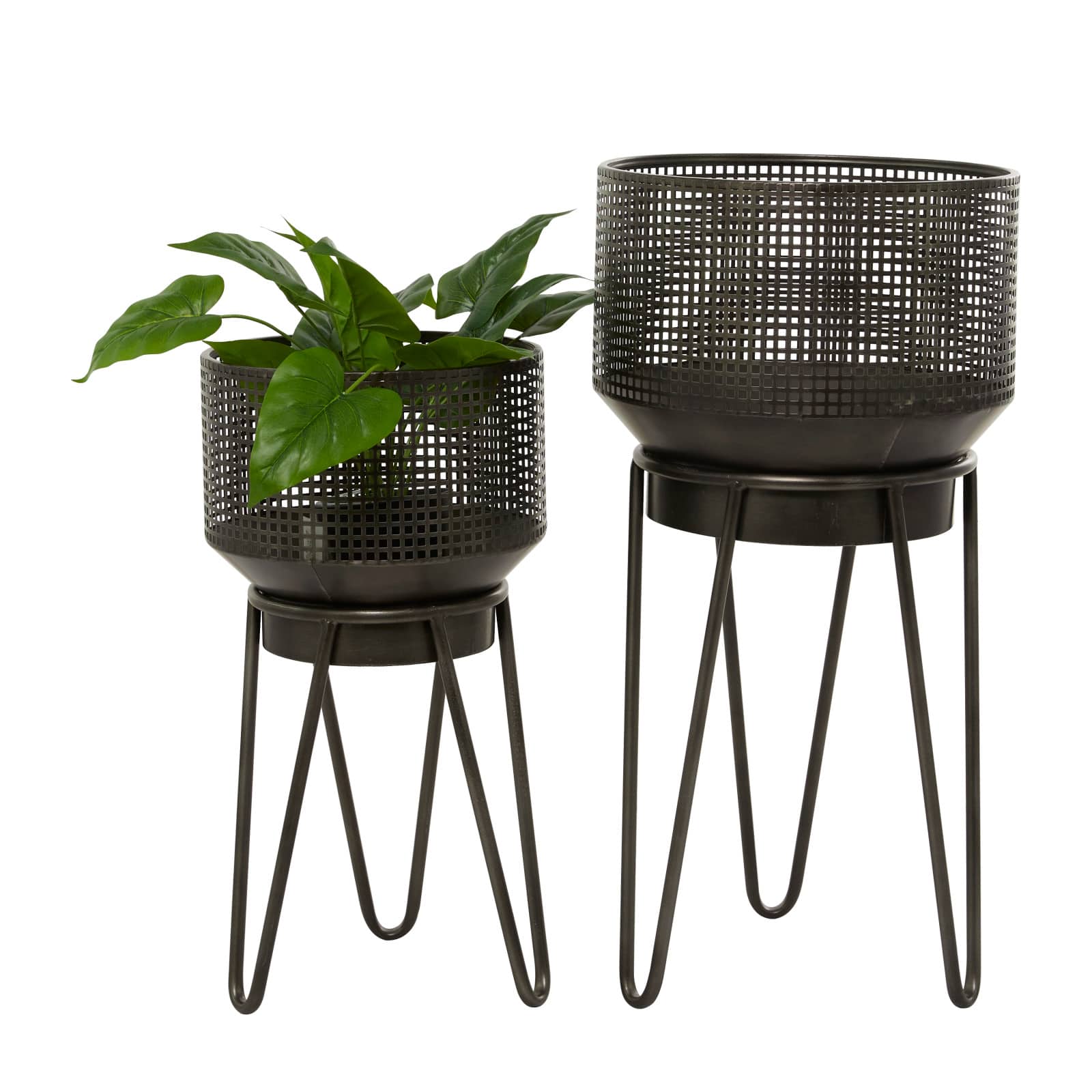 Black Metal Modern Planter Set