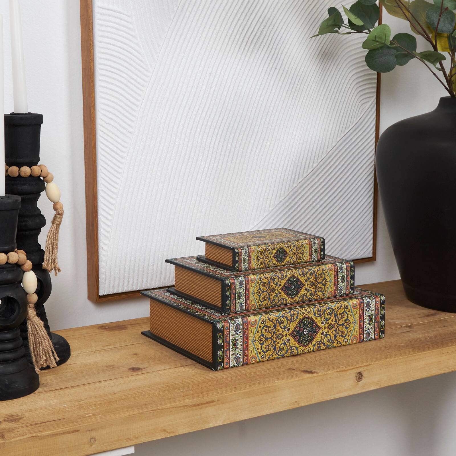 Arabesque Pattern Canvas Storage Book Box Set