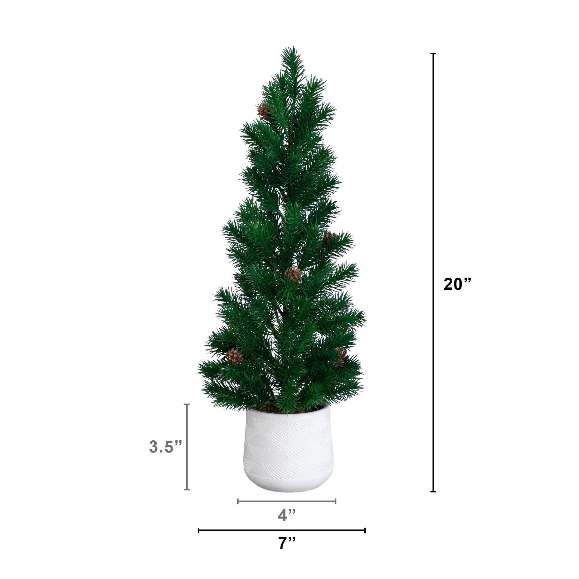 Nearly Natural 20" Unlit Artificial Christmas Tree with Pinecones in White Ceramic Planter