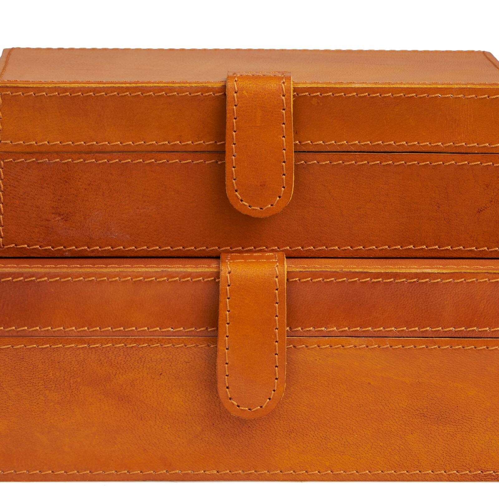 Brown Leather Storage Box Set