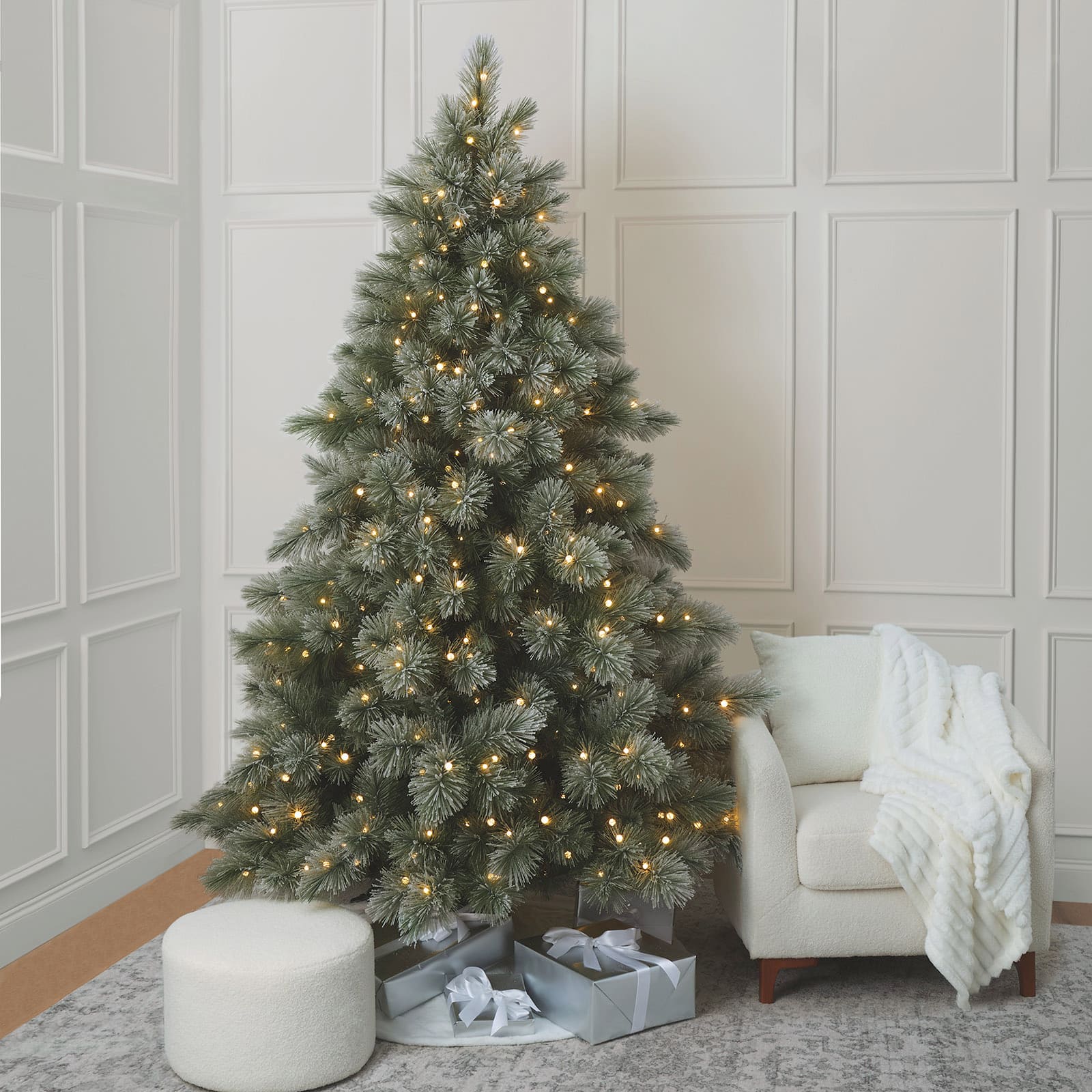 7.5ft. Pre-Lit Snowberry Pine Artificial Christmas Tree, Quick Set® Colour Changing G9 & G15 LED Lights by Ashland®