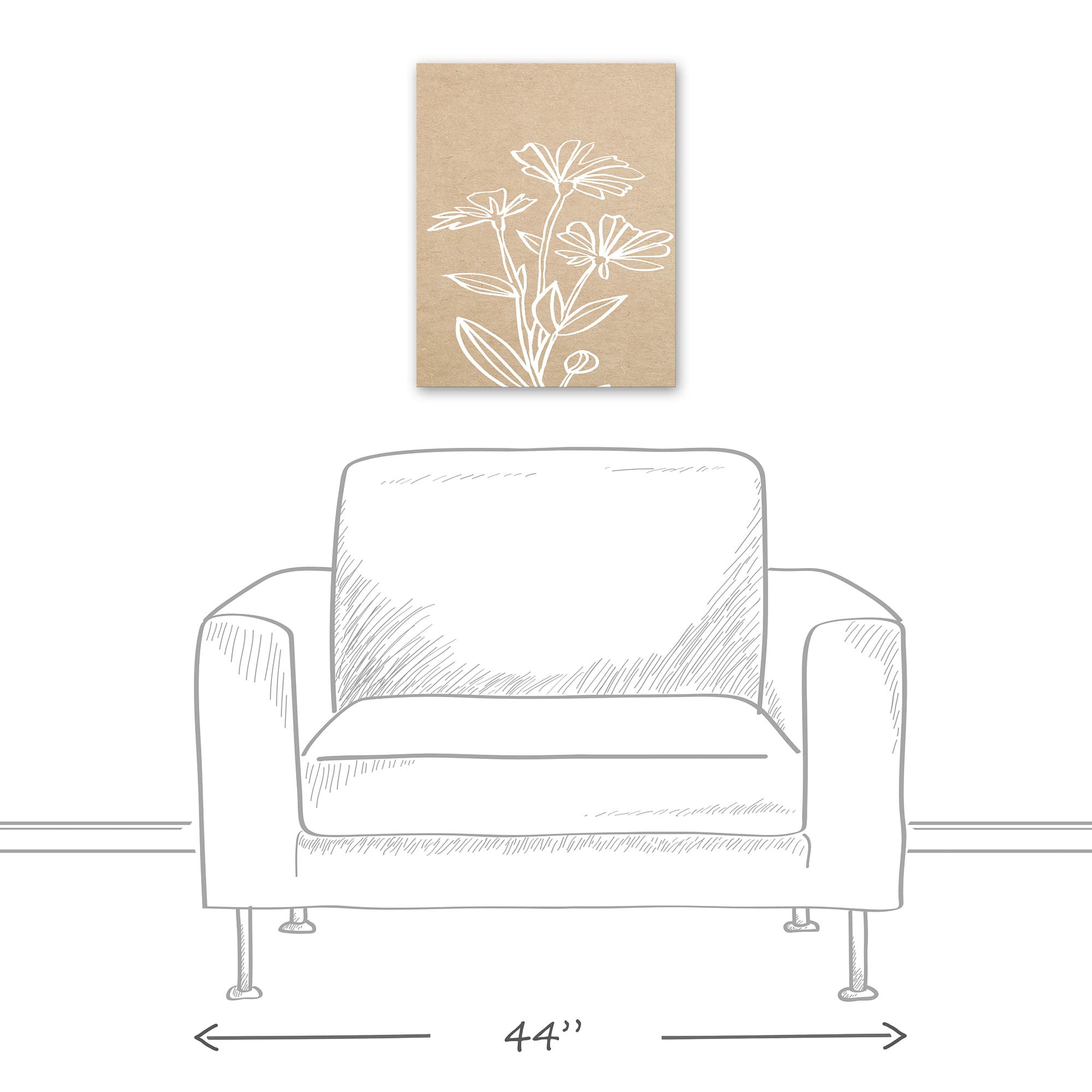 White Flowers On Neutral 16" x 20" Canvas Wall Art
