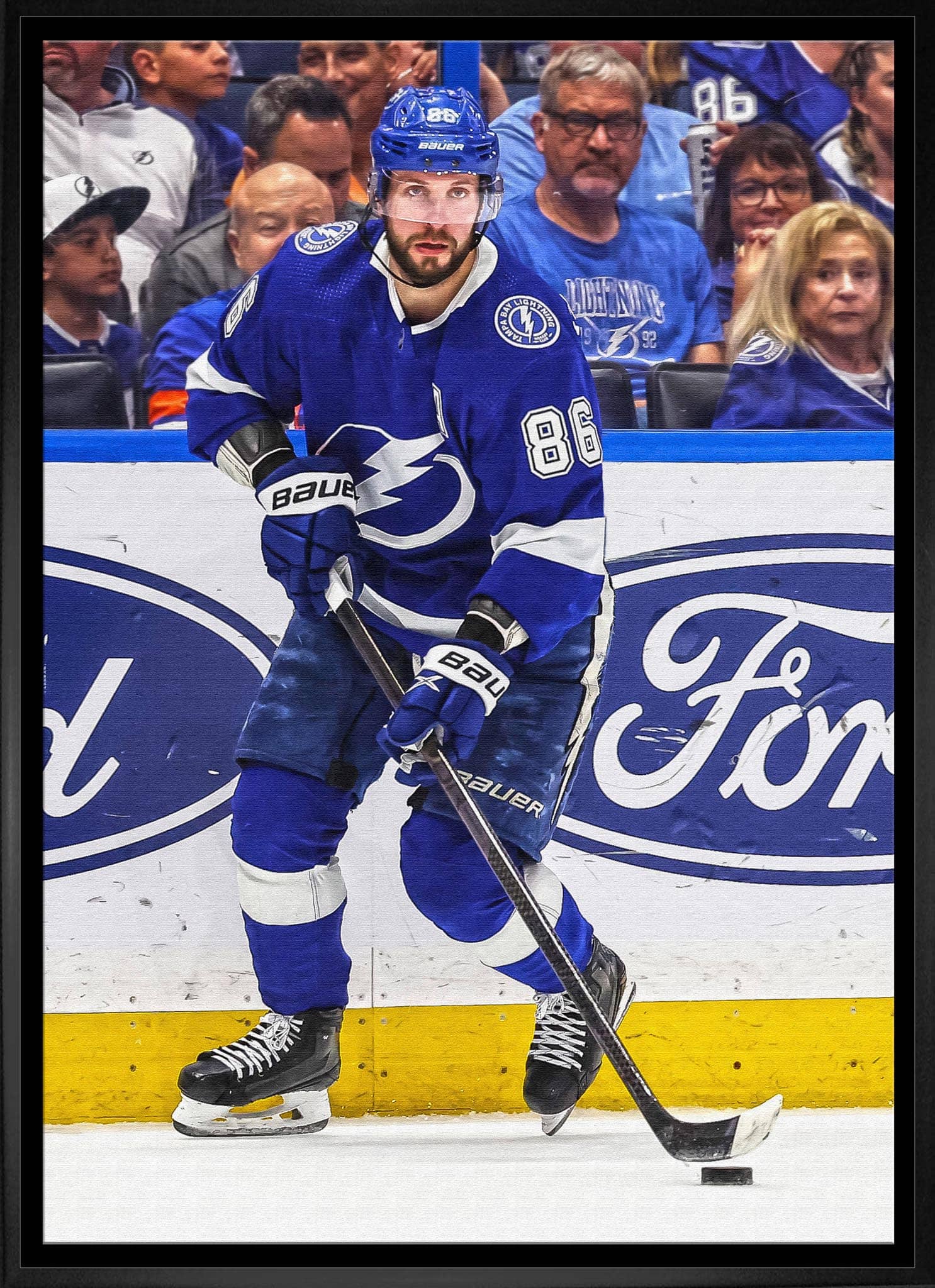 Nikita Kucherov Framed 20" x 29" Canvas Lightning Action-H 31.5" x 22.5"