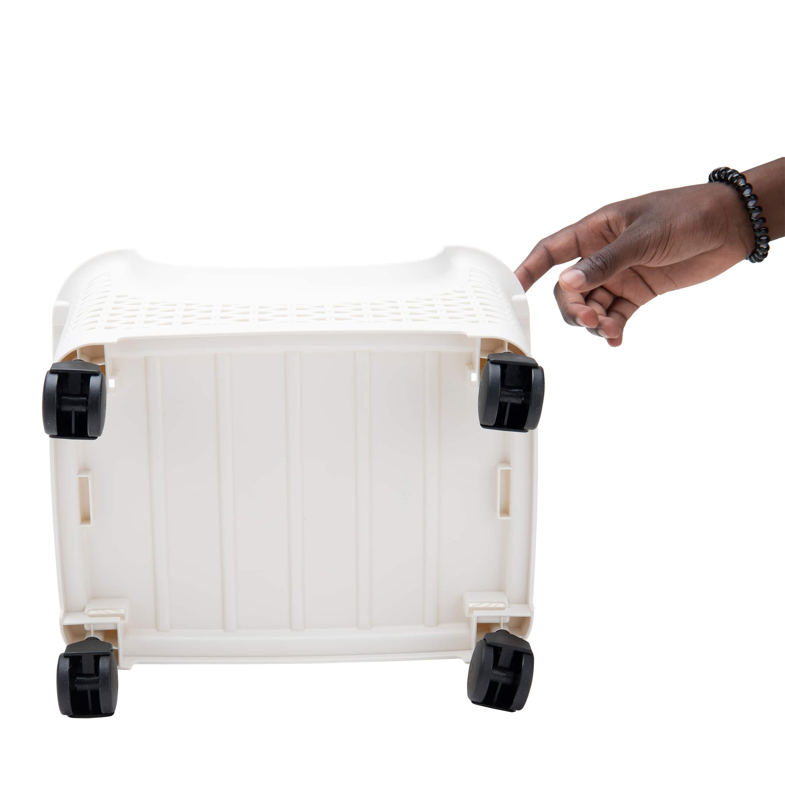 Mind Reader 3-Tier Ivory Rolling Plastic Storage Containers