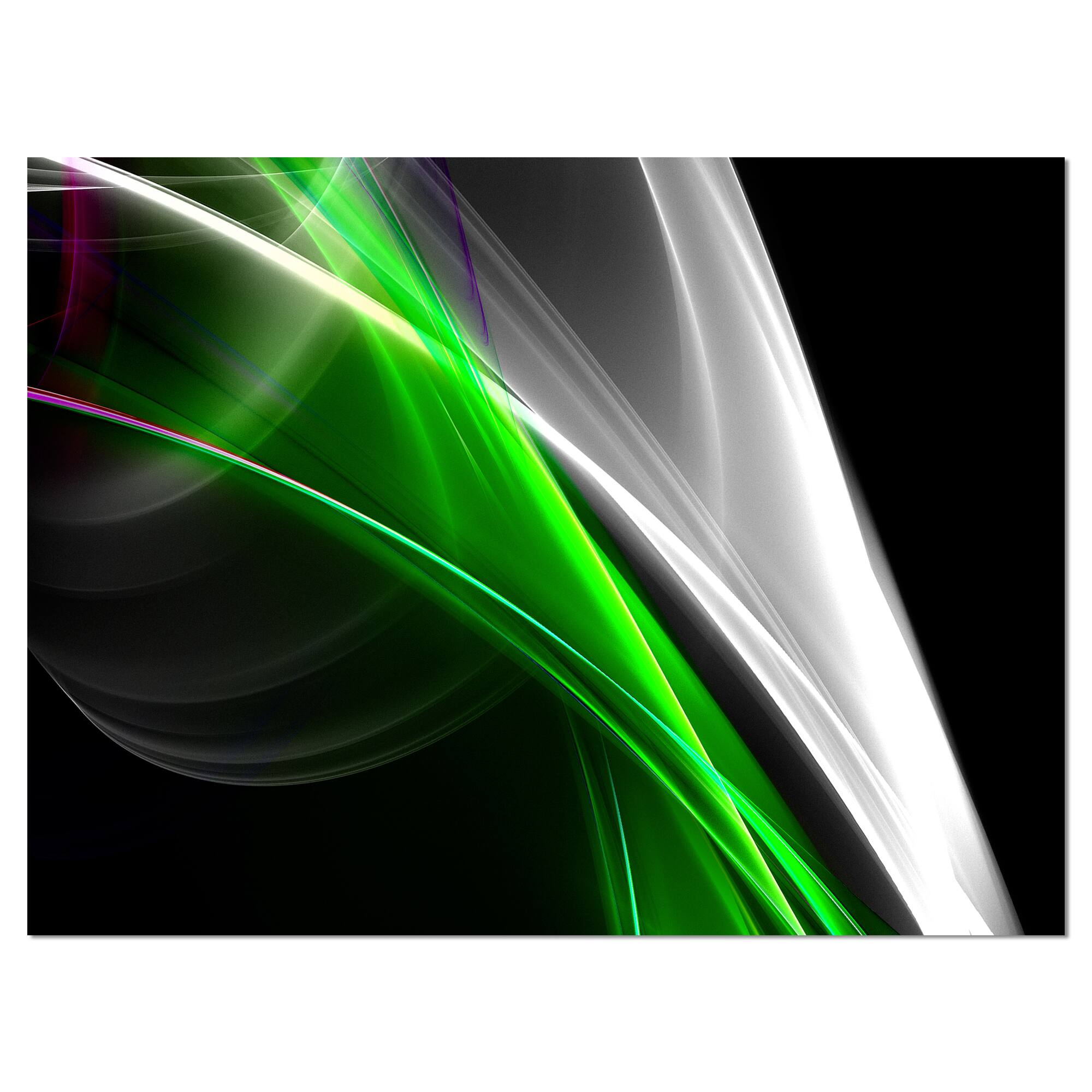 Designart - Fractal Lines Green White