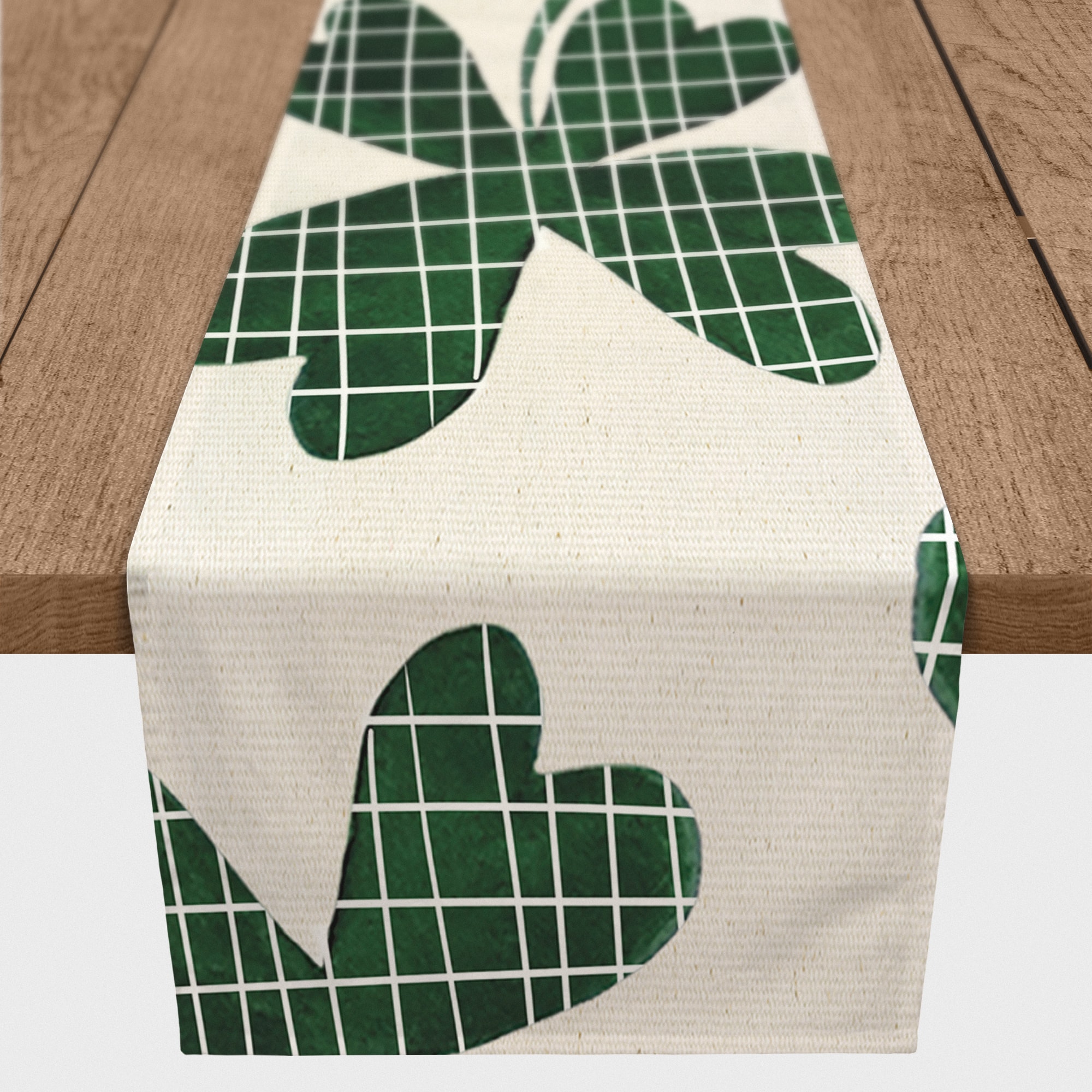 Large Clover Plaid Print Short 16" x 72" Cotton Twill Runner