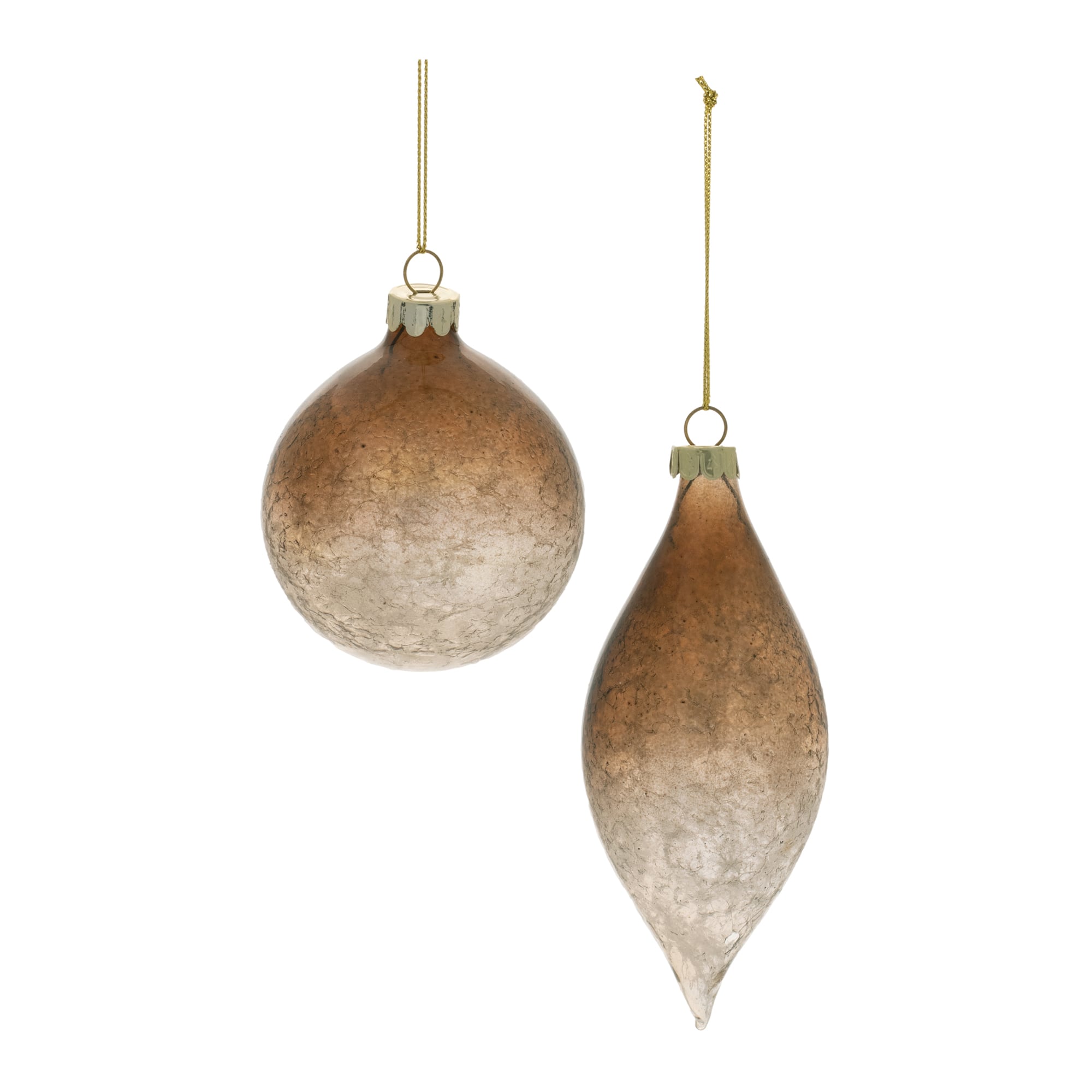 Ombre Crackle Glass Ornament Set, 3ct.