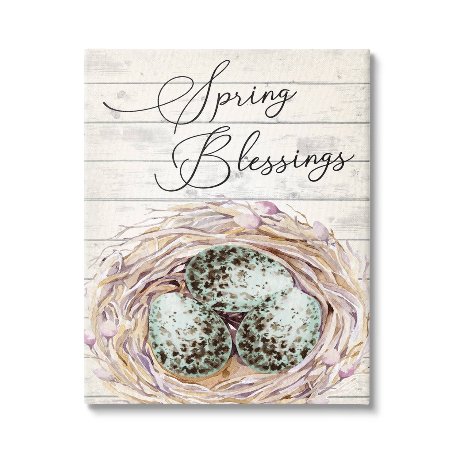Stupell Industries Spring Blessings Bird Nest Nature Canvas Wall Art