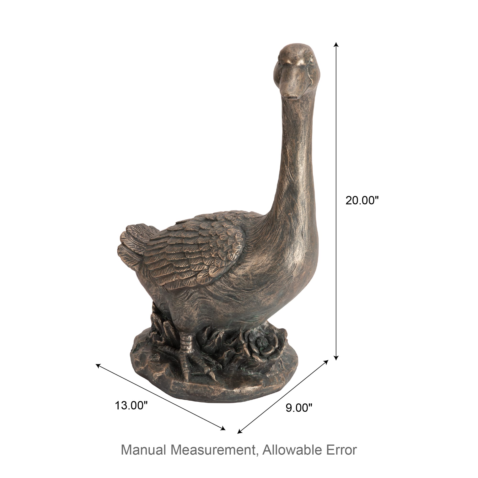 Glitzhome® 20" MGO Faux Bronze Goose Garden Statue