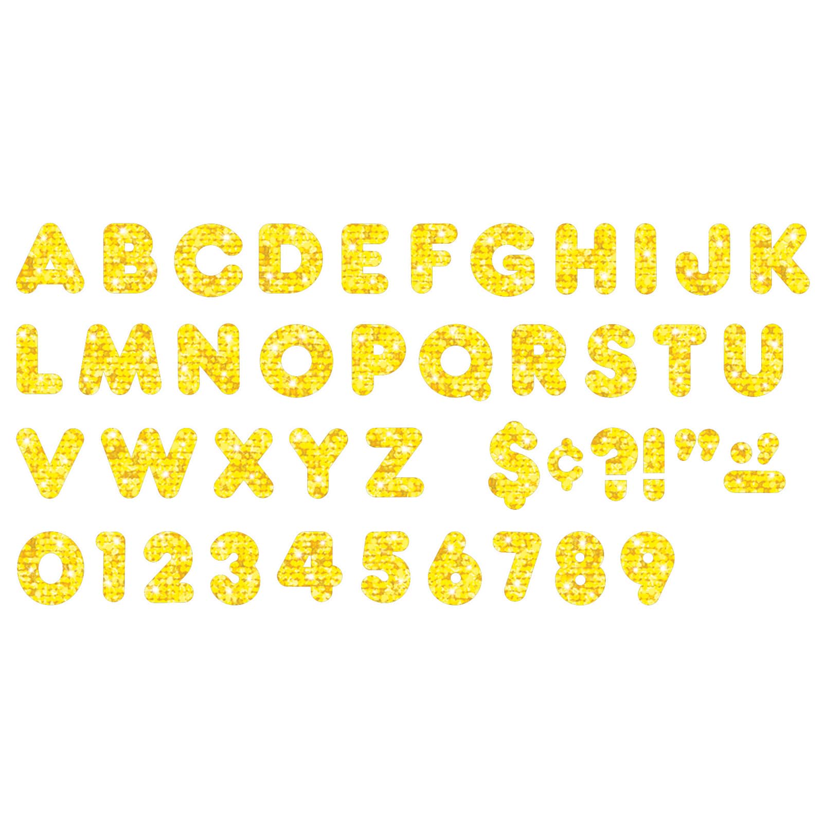 TREND Enterprises® Yellow Sparkle 4" Casual Uppercase Ready Letters®, 71 Per Pack, 3 Packs