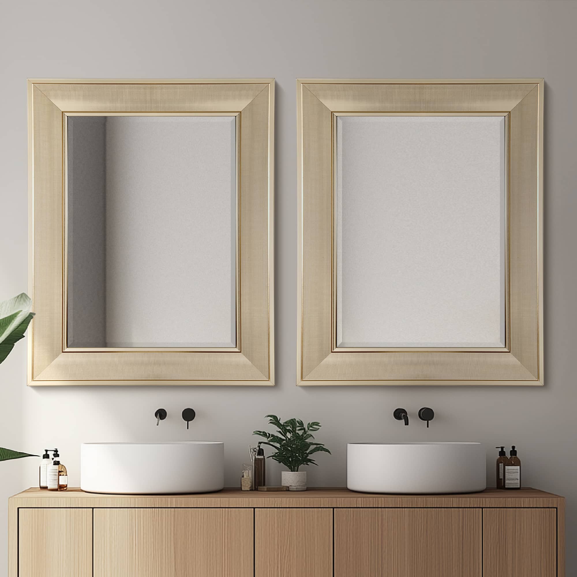Head West 31" Brushed Nickel Pave Textured Framed Wall Vanity Mirror