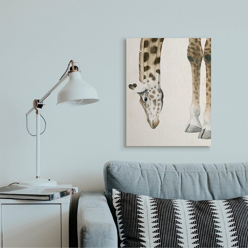 Stupell Industries Giraffe Grazing Safari Animal Hoof Detail Canvas Wall Art