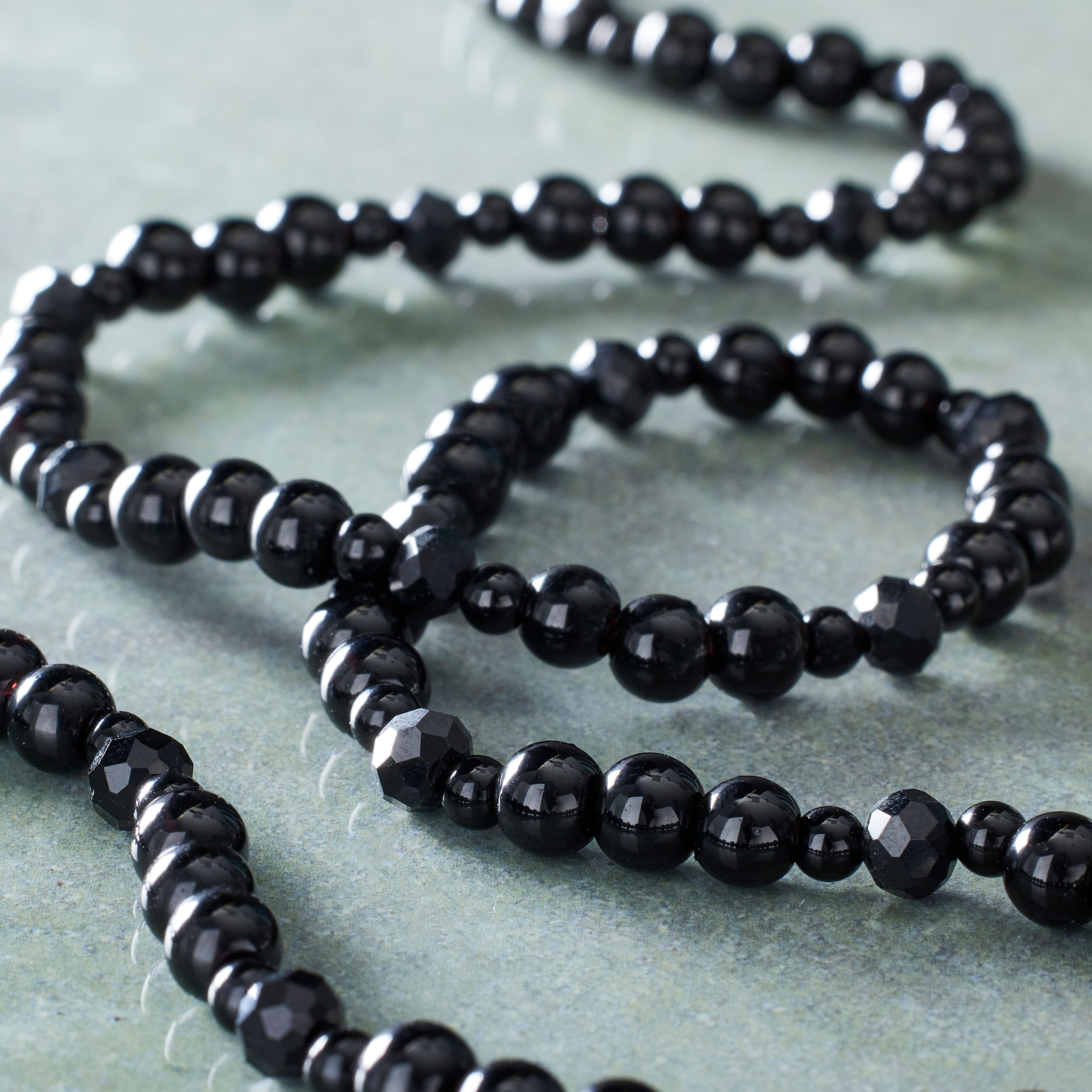 12 Pack: Black Mixed Glass Round Beads by Bead Landing™
