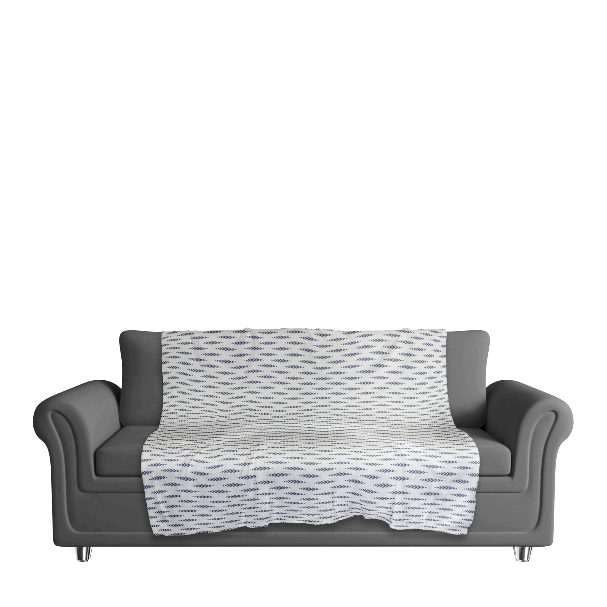 Indigo Leaf Sherpa Fleece Blanket
