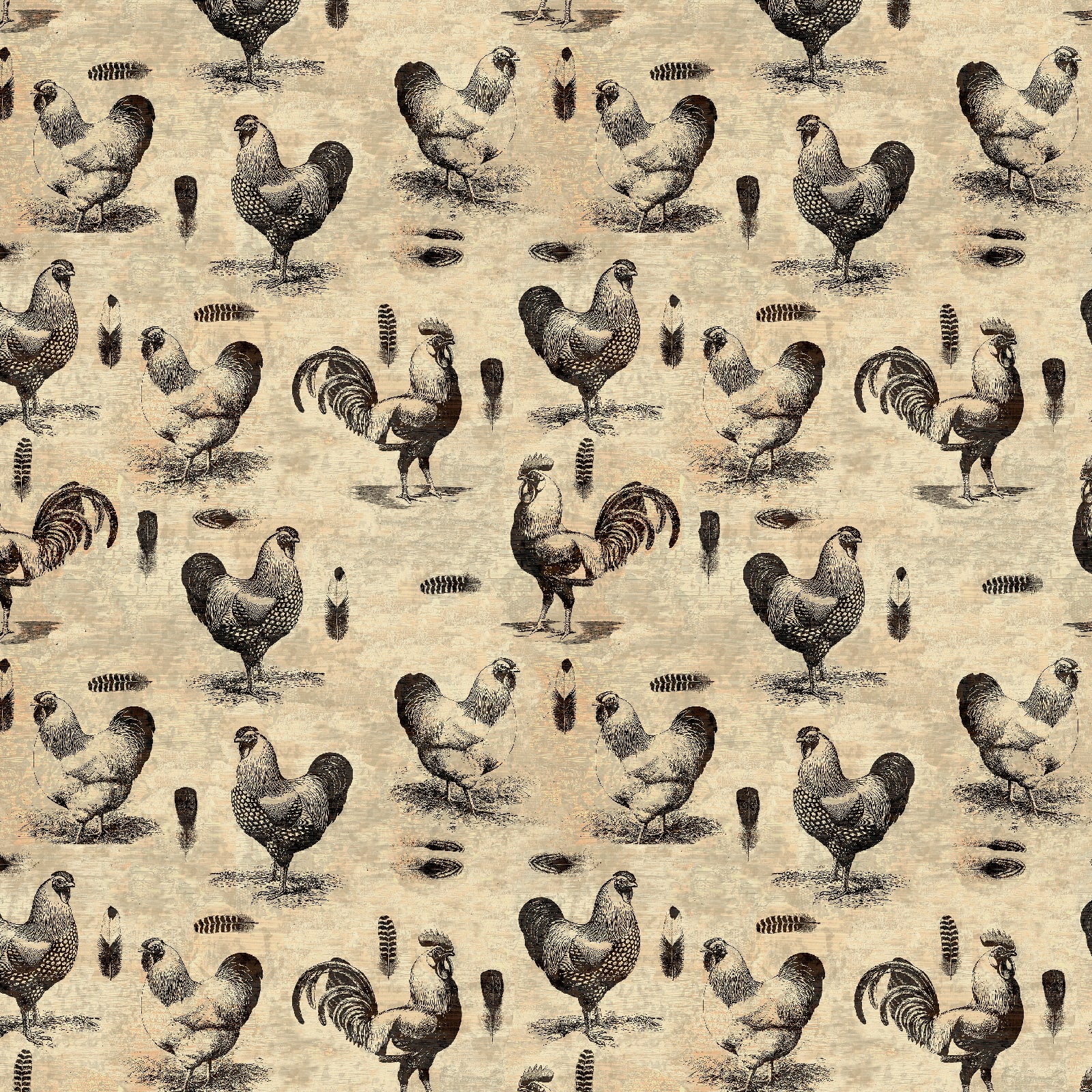 Springs Creative French Rooster Cream Stencil Cotton Fabric