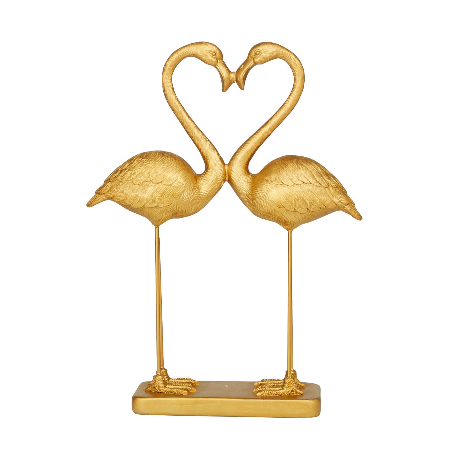Gold Resin Eclectic Flamingo Sculpture 15" x 11" x 4"