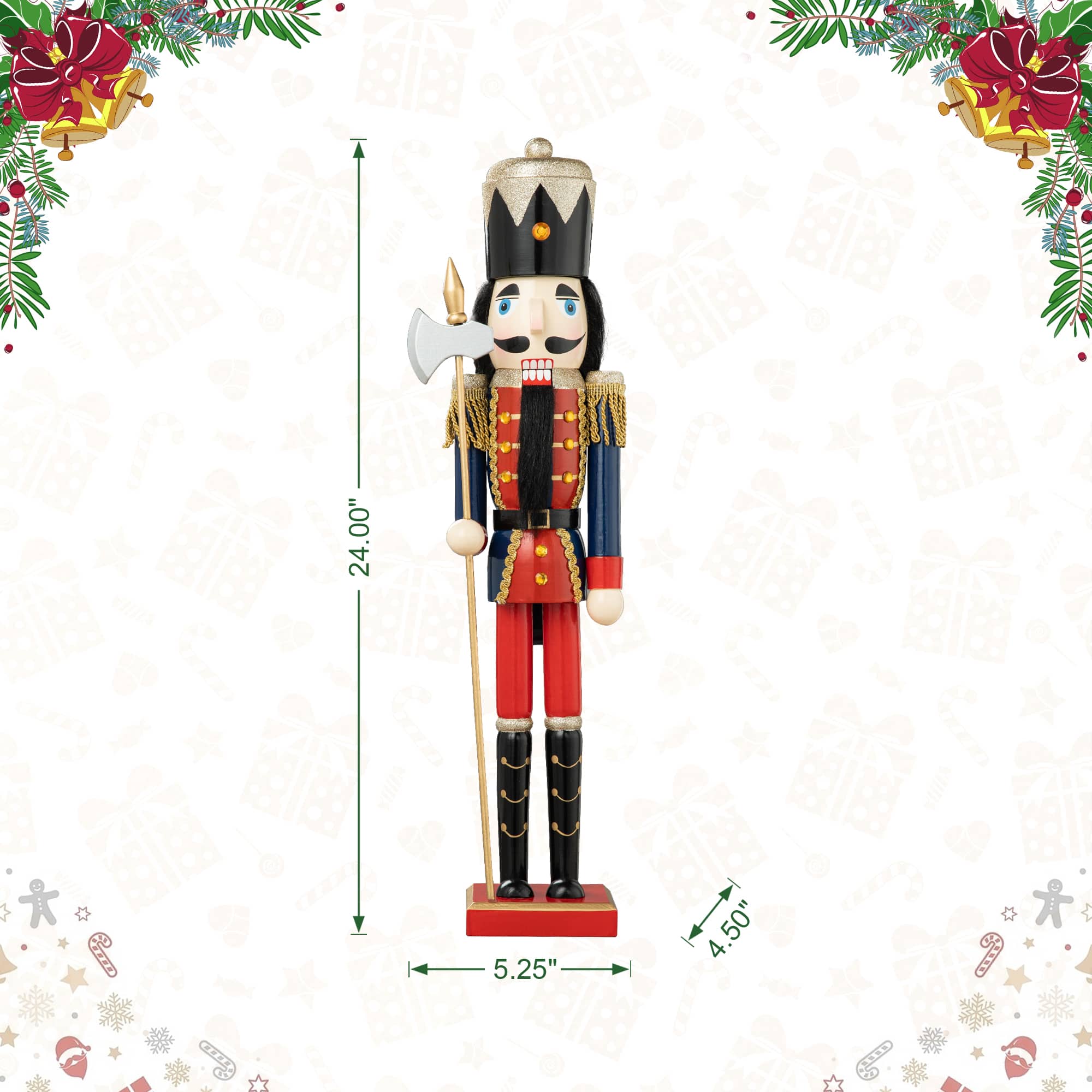 Glitzhome® 24" Wooden Christmas Soldier Nutcracker