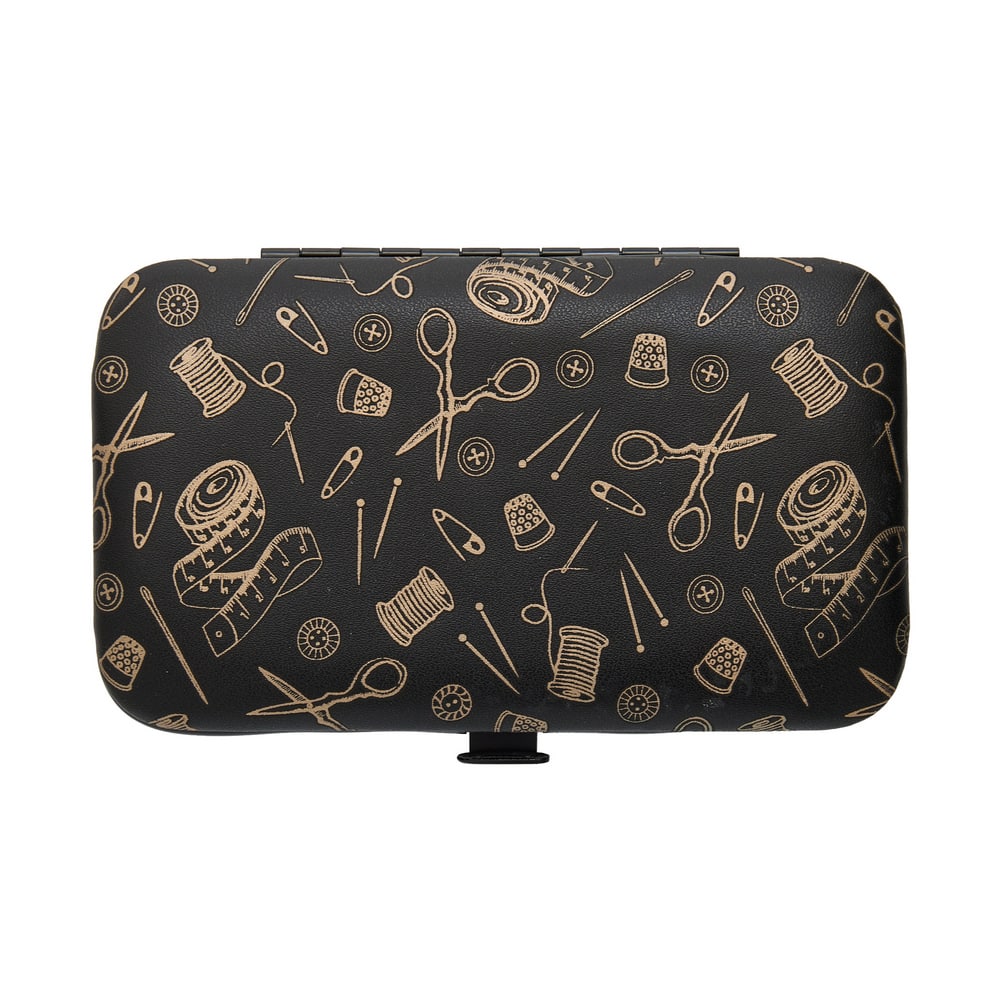 Black & Gold Notions Faux Leather Sewing Kit by Loops & Threads®