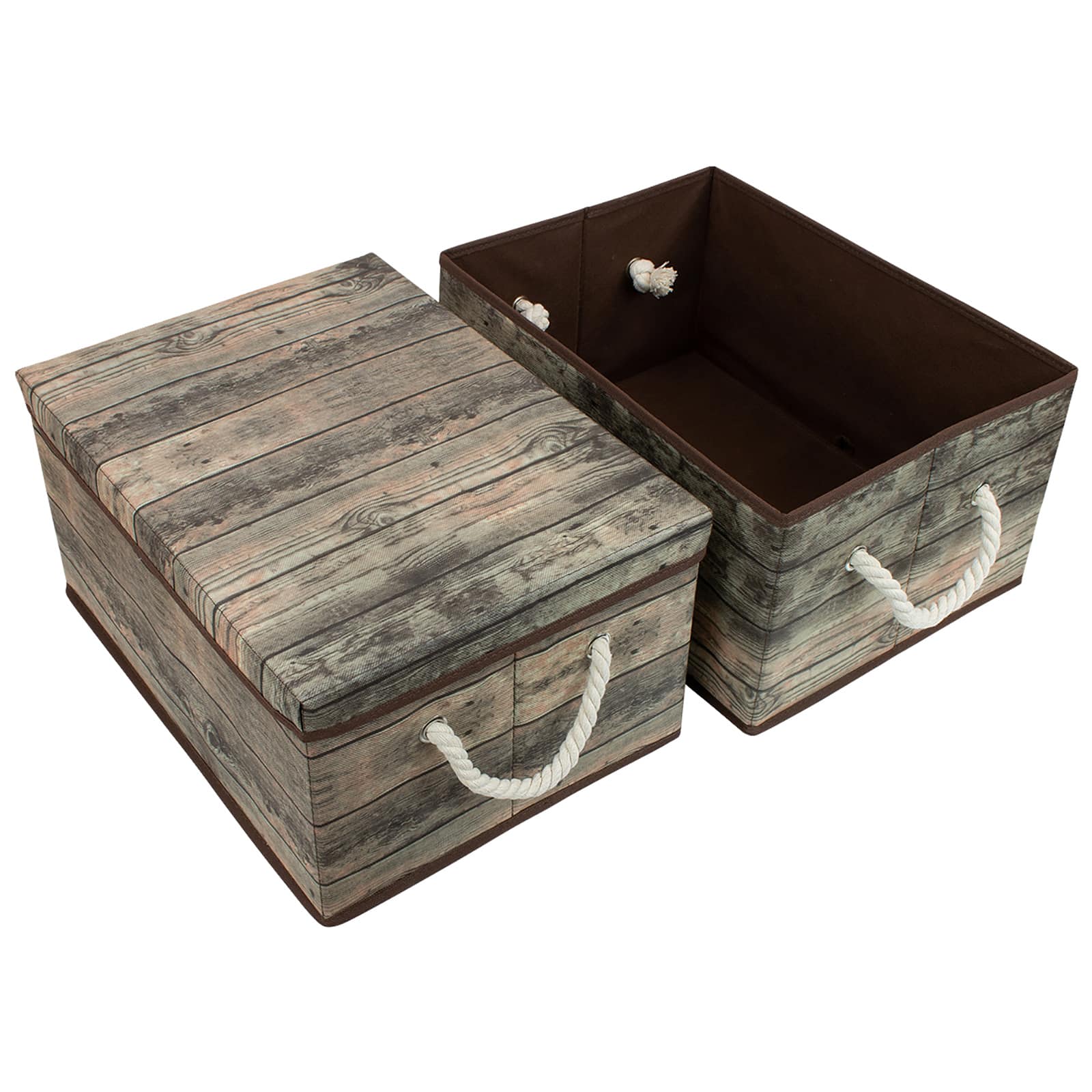 Sorbus 16.5" Rustic Wood Pattern Storage Box, 2ct.
