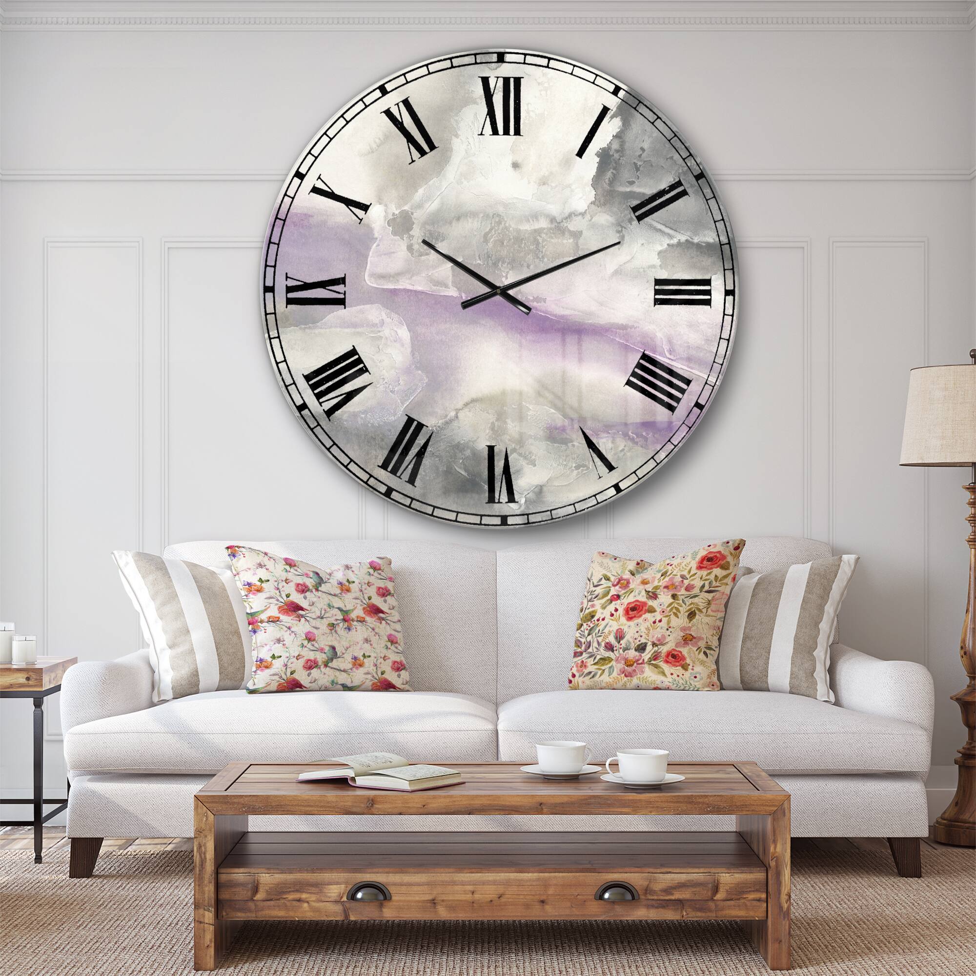 Designart Watercolor Minimal Purple Tones I Wall Clock