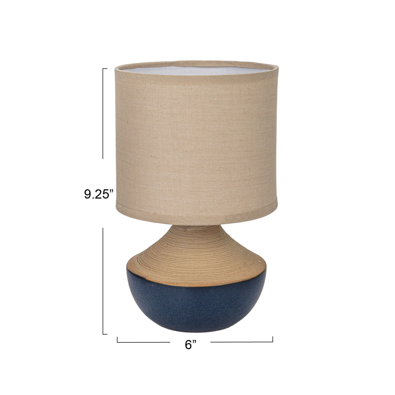 Hello Honey® 9.25" Black & Beige Portable Stoneware Table Lamp with Linen Shade