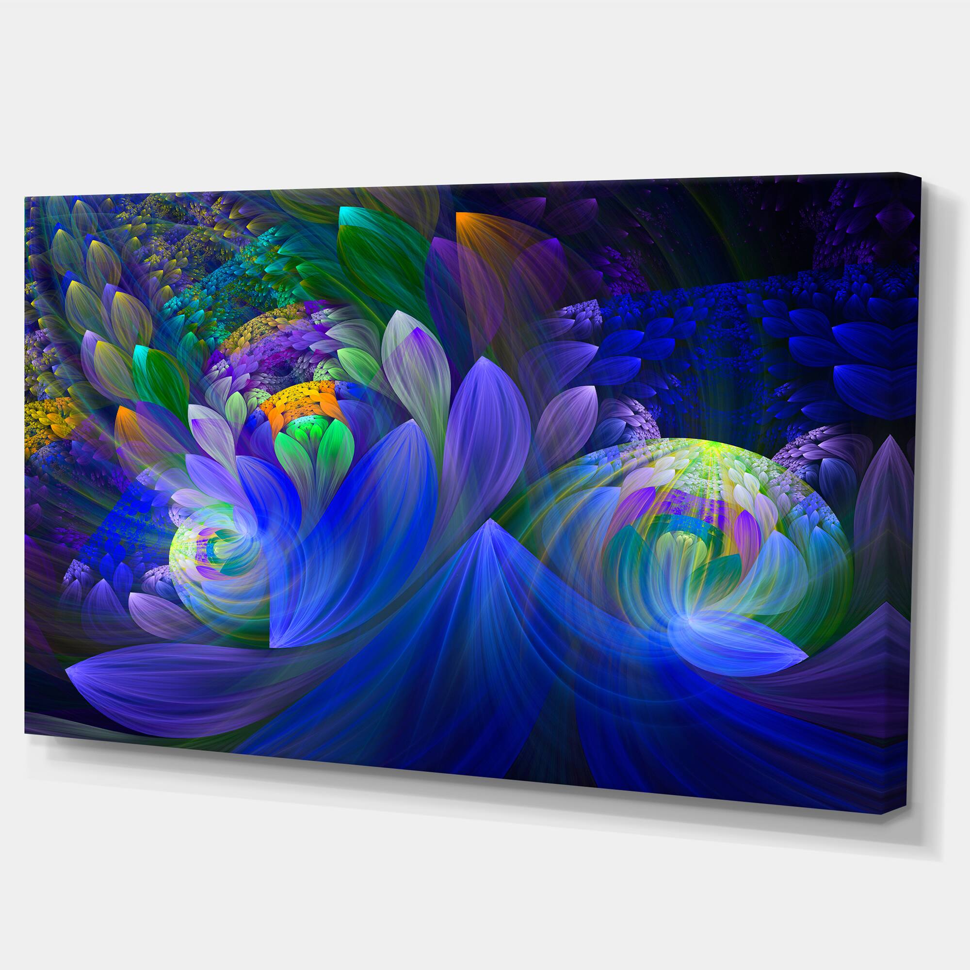 Designart - Blue Fractal Flower Bouquet